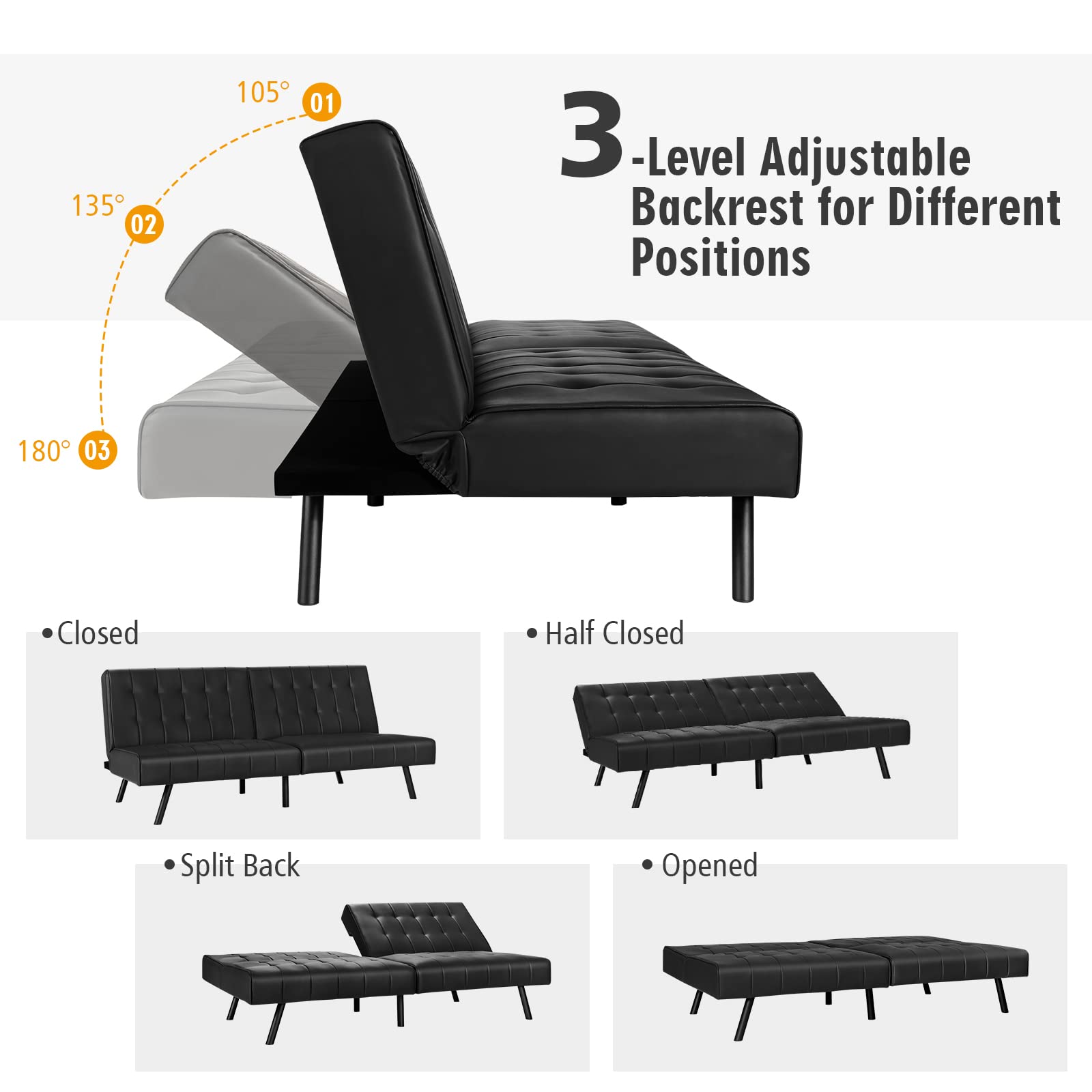 Giantex Convertible Sofa Bed, Futon Sleeper Couch 