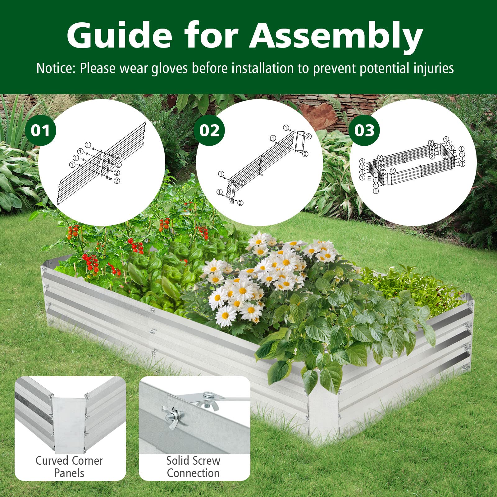 Giantex Galvanized Raised Garden Bed 