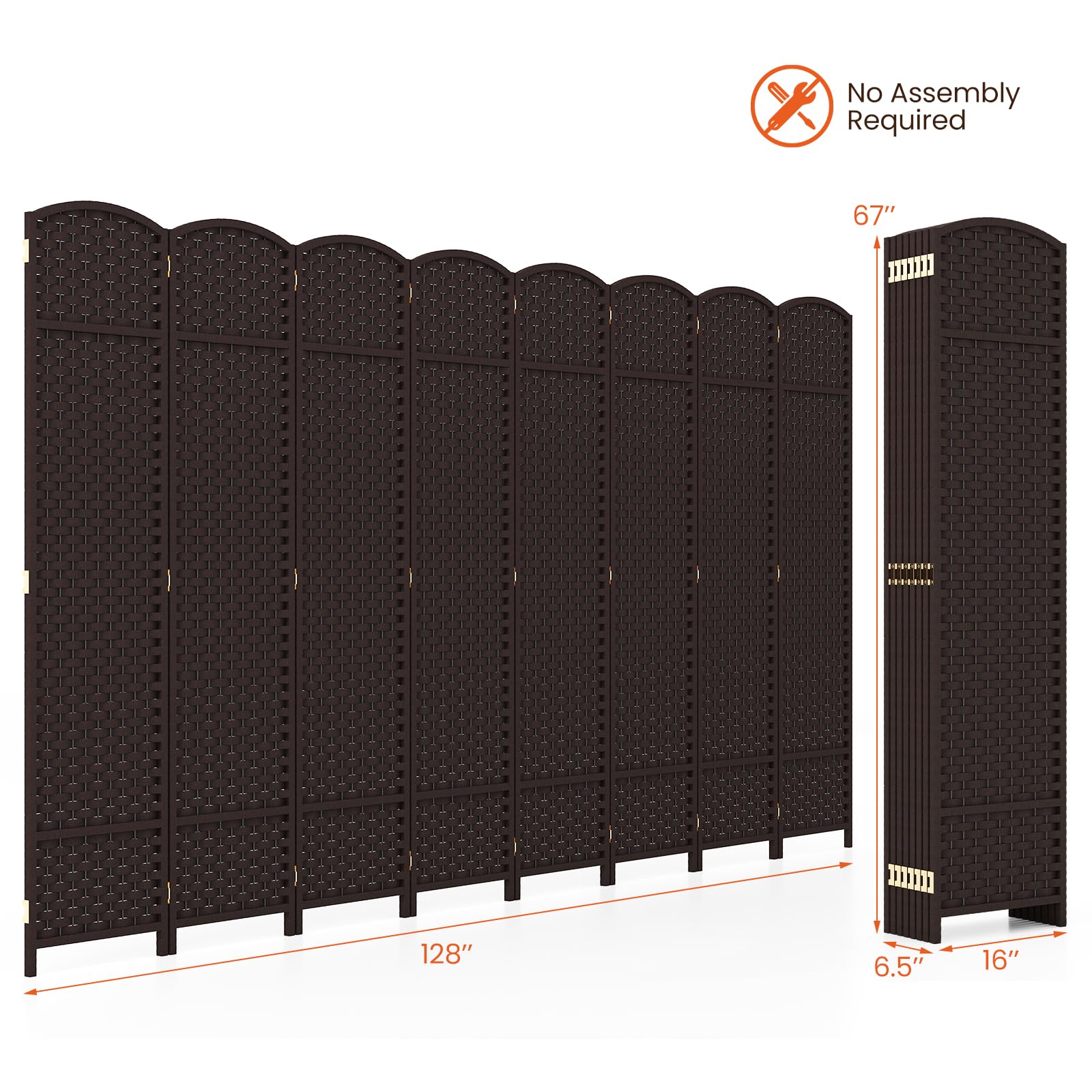 Giantex Room Divider 8 Panel, 5.6ft Folding Privacy Screen