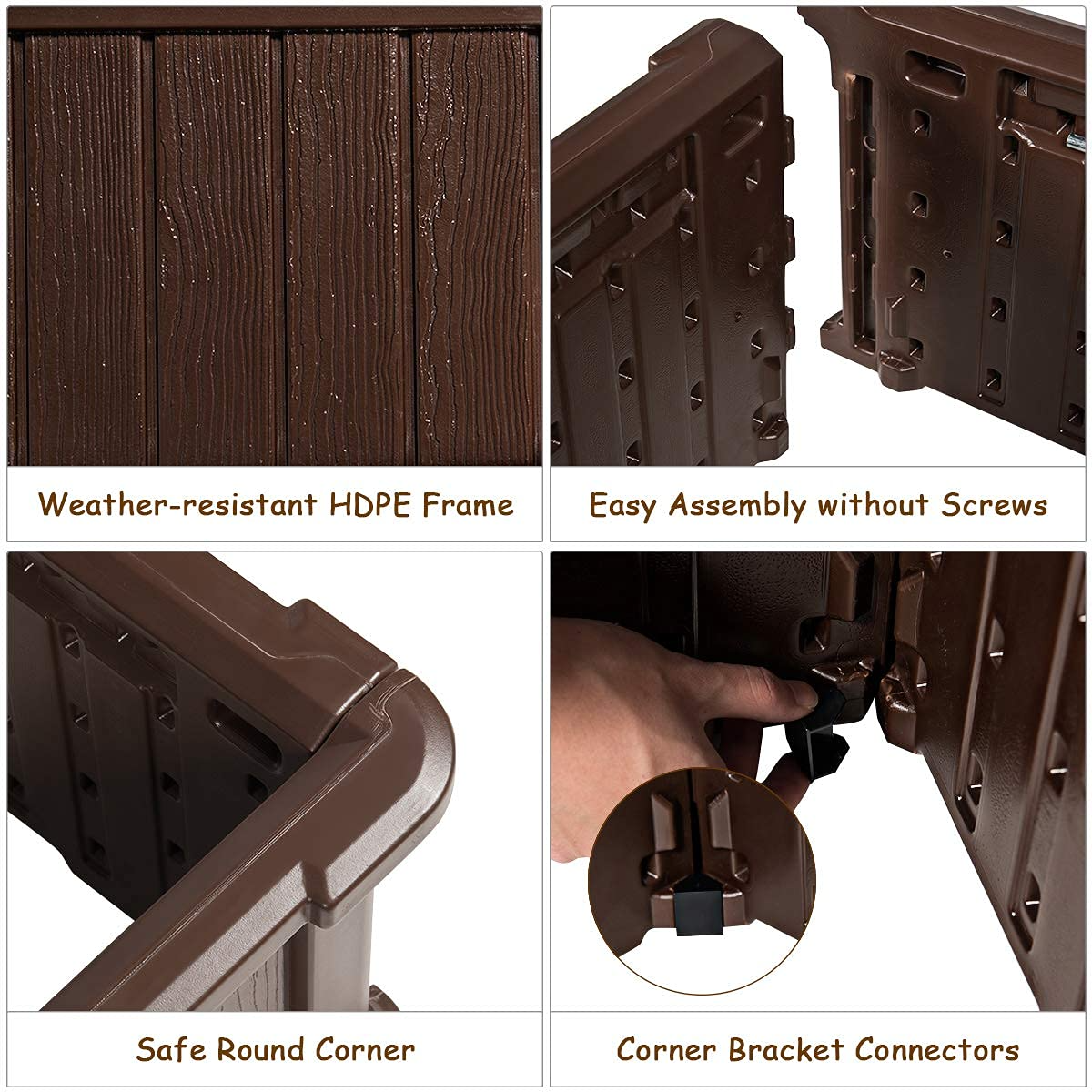 Planter for Flower Vegetables (48.5''Lx48.5''Wx12''H, Brown) 
