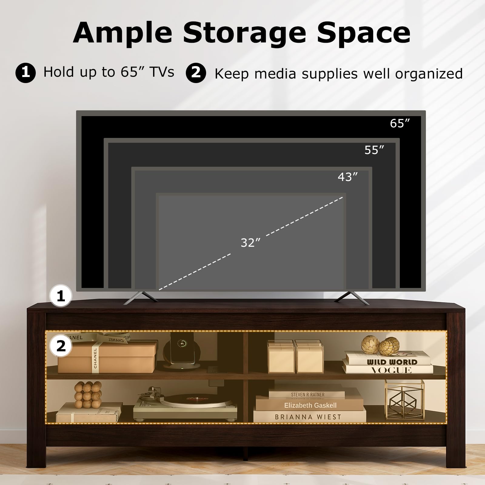 Giantex Corner TV Stand with Power Outlet, 3-Tier Entertainment Center 