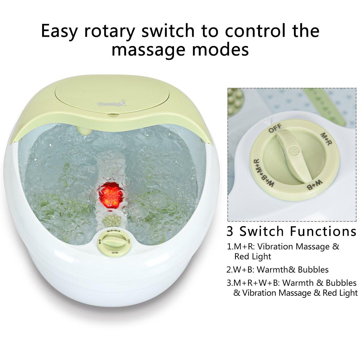 Giantex Foot Bath Massager Spa, Warm Heat Bubbles Electric Handheld Pedicure Feet Scrubber Removable Cover Vibration Massage (Green) 