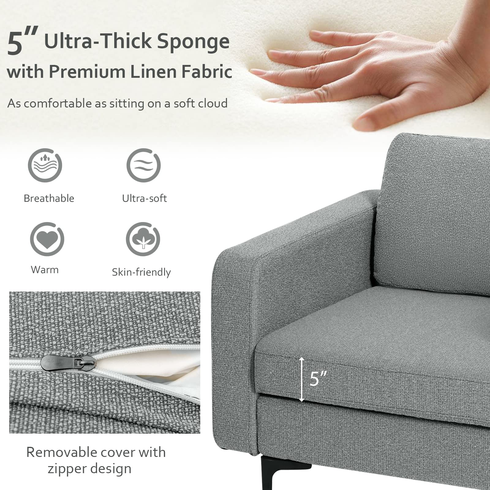 Giantex Modern Accent Chair w/Comfy Thick Cushion, Magazine Pockets 
