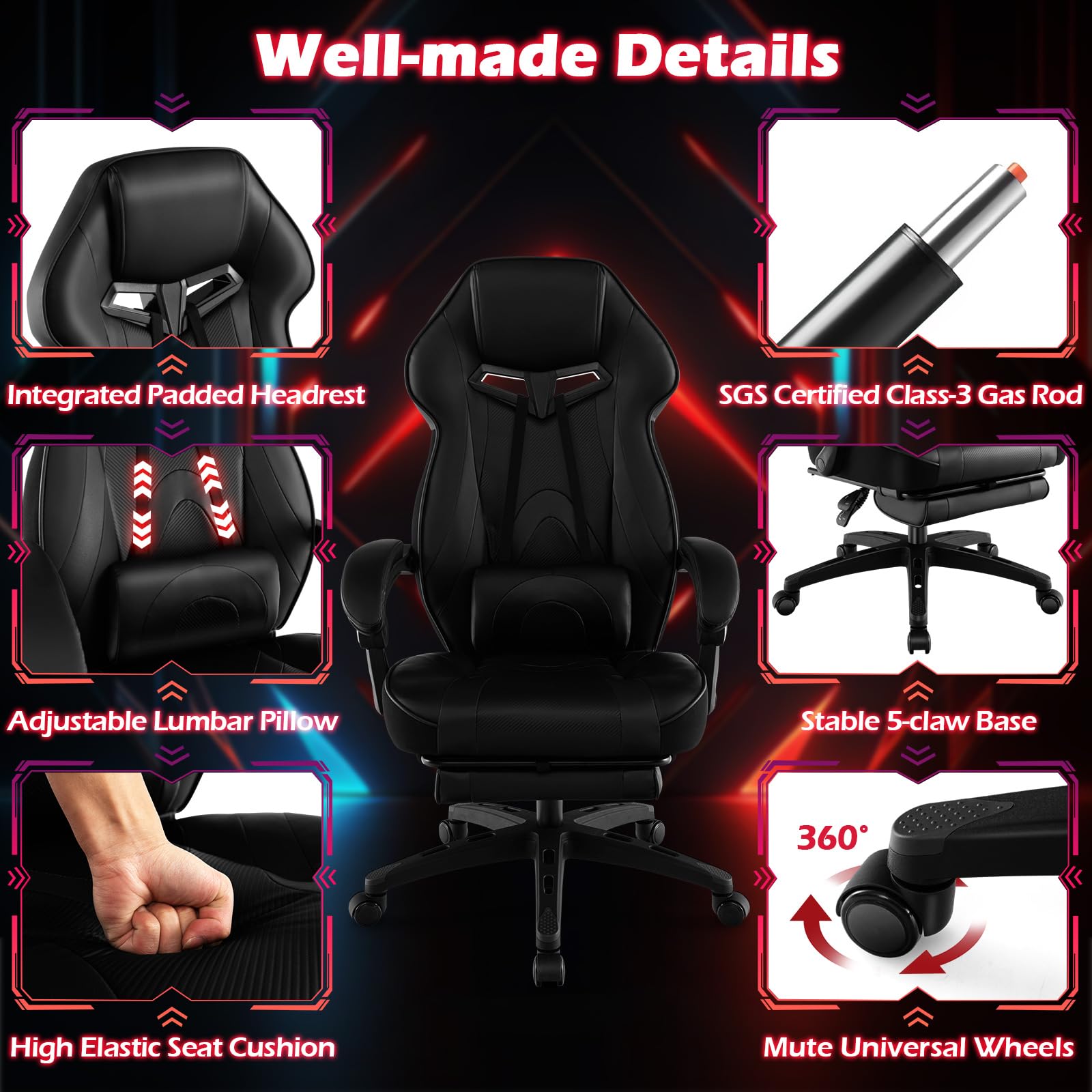 Giantex Gaming Chair with Footrest for Adults 