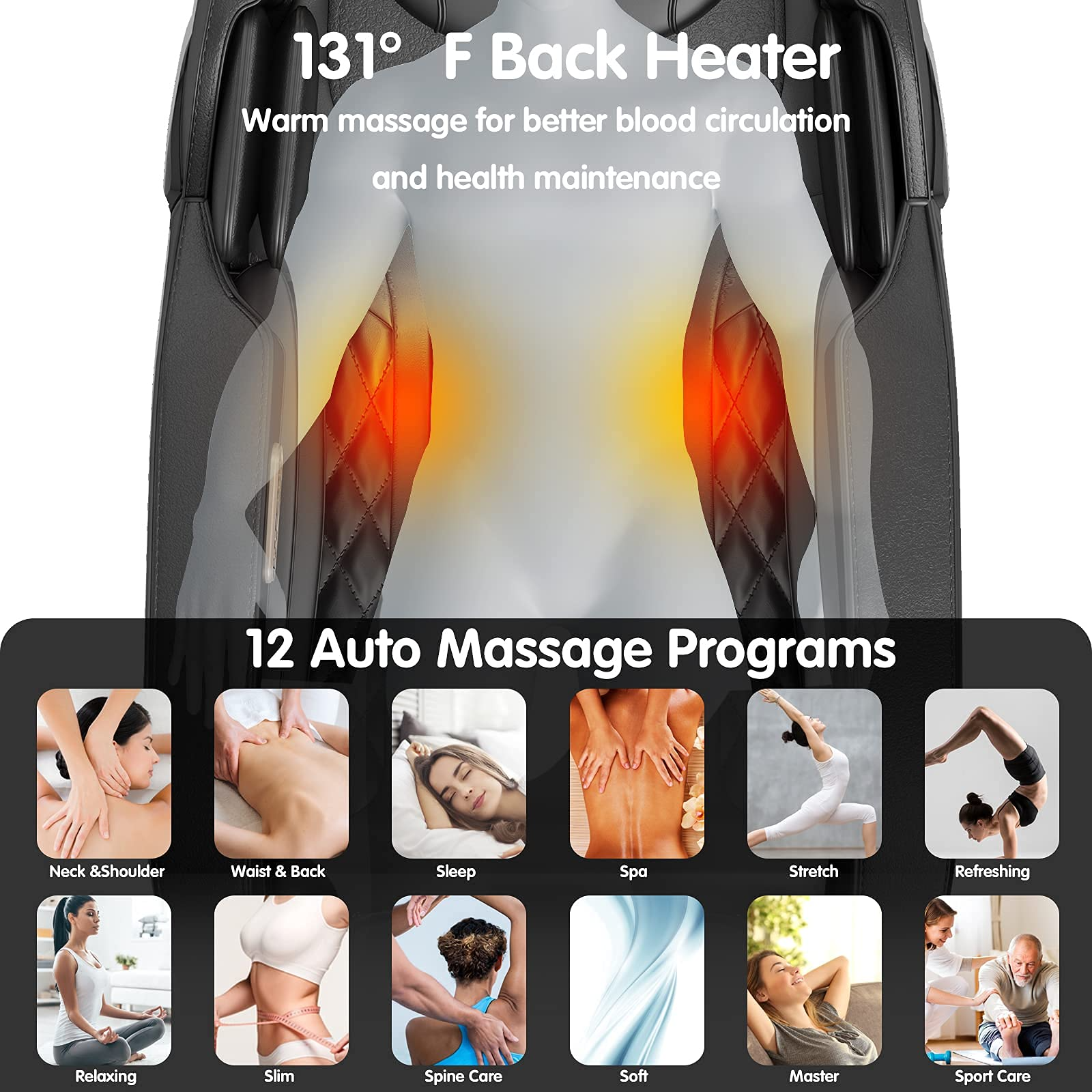Giantex SL Track Massage Recliner Electric Zero Gravity W/Airbags 