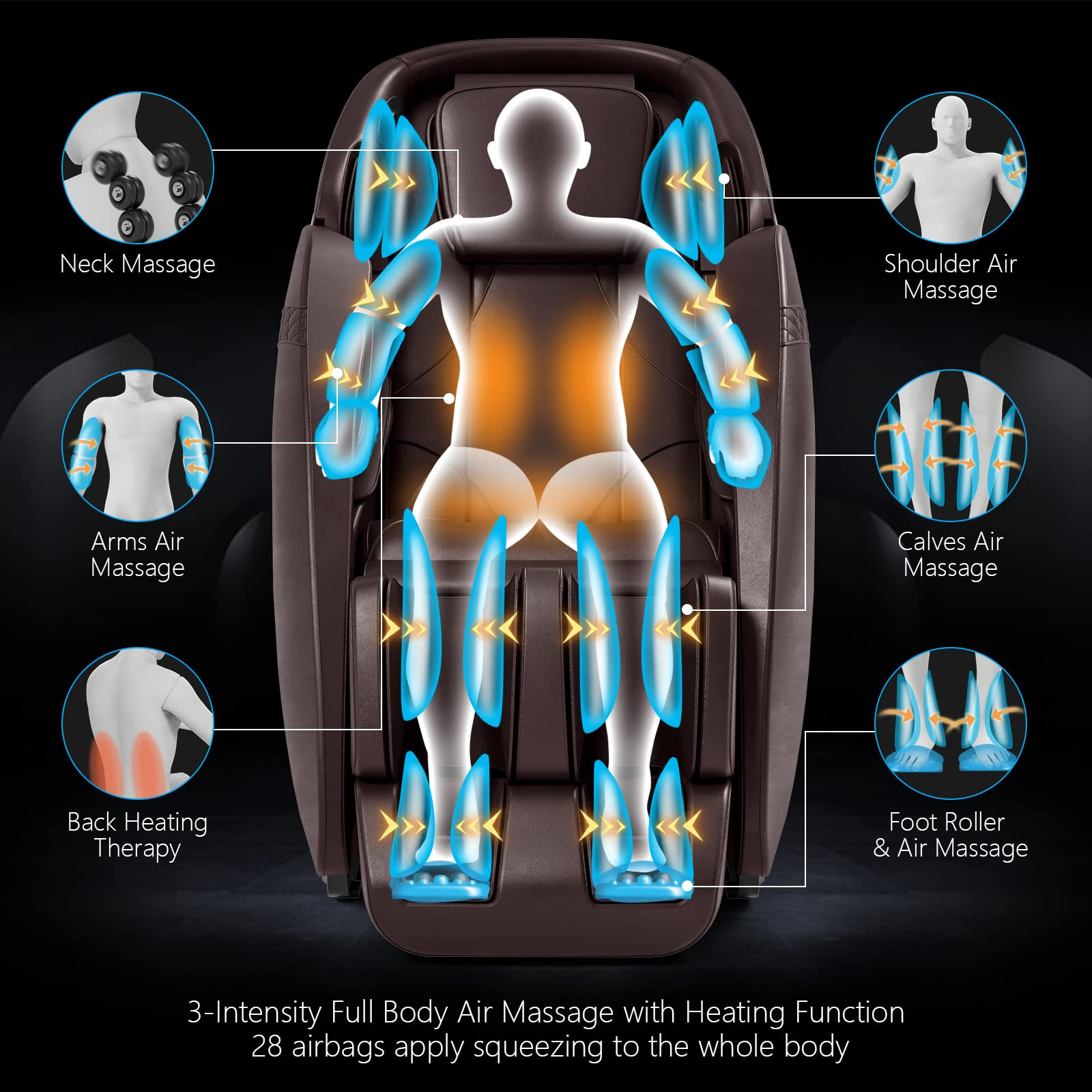 Giantex SL Track Massage Recliner Zero Gravity W/Negative Ion Generator 