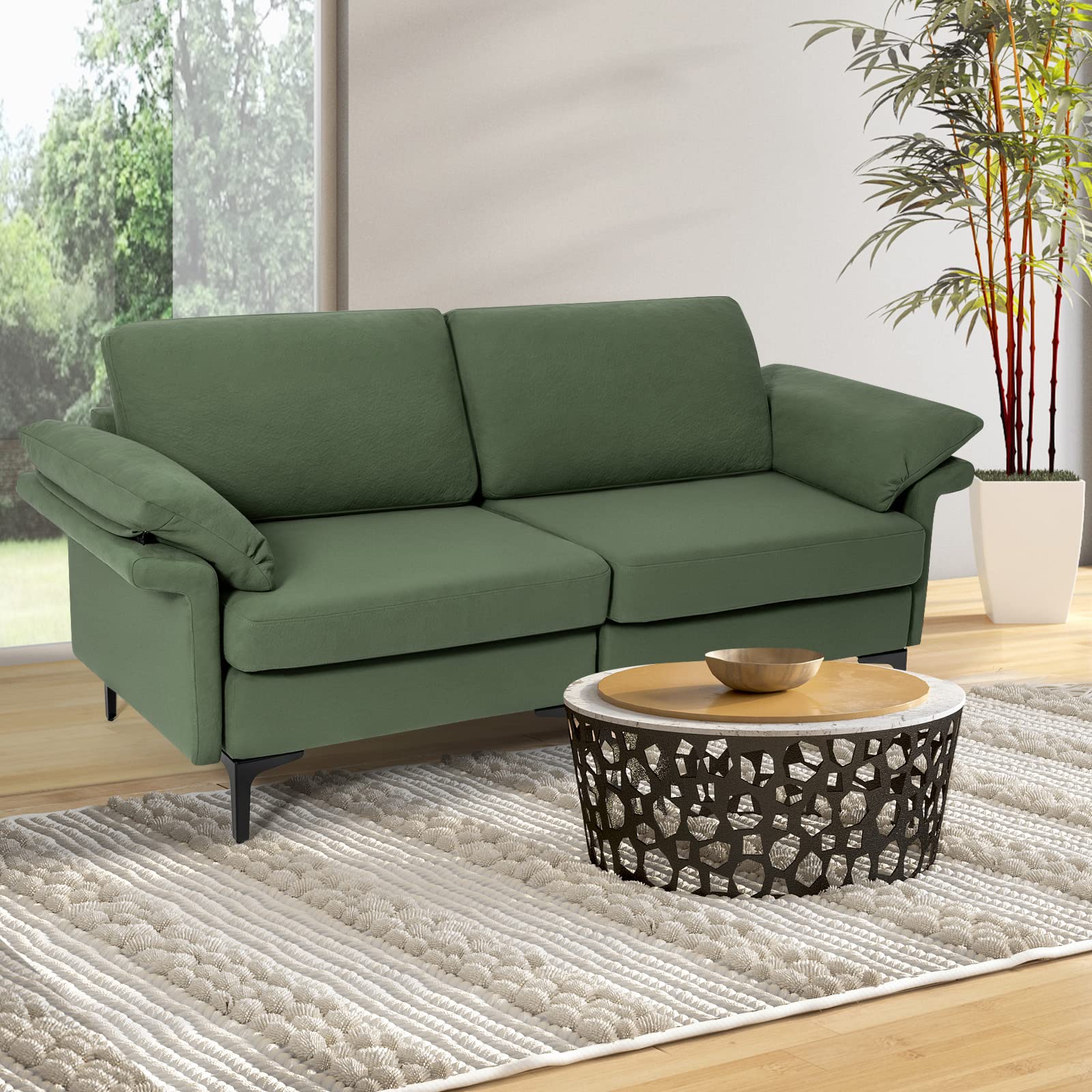 Giantex 72.5" L Loveseat, 2-Seat Sofa Couch with Removable Armrest Pillows 