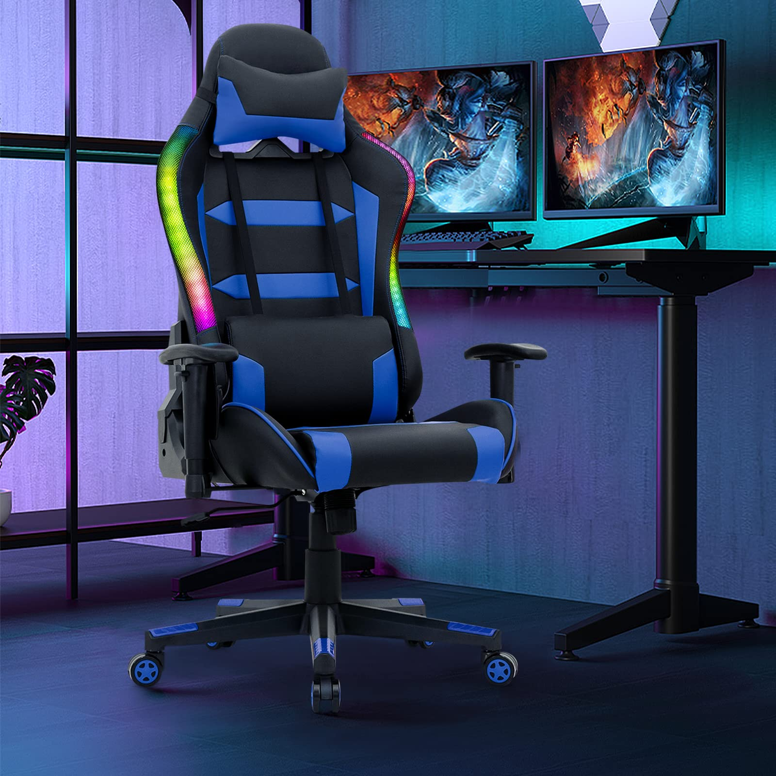 Giantex RGB Gaming Chair, Ergonomic Video Game Chair with Led Light