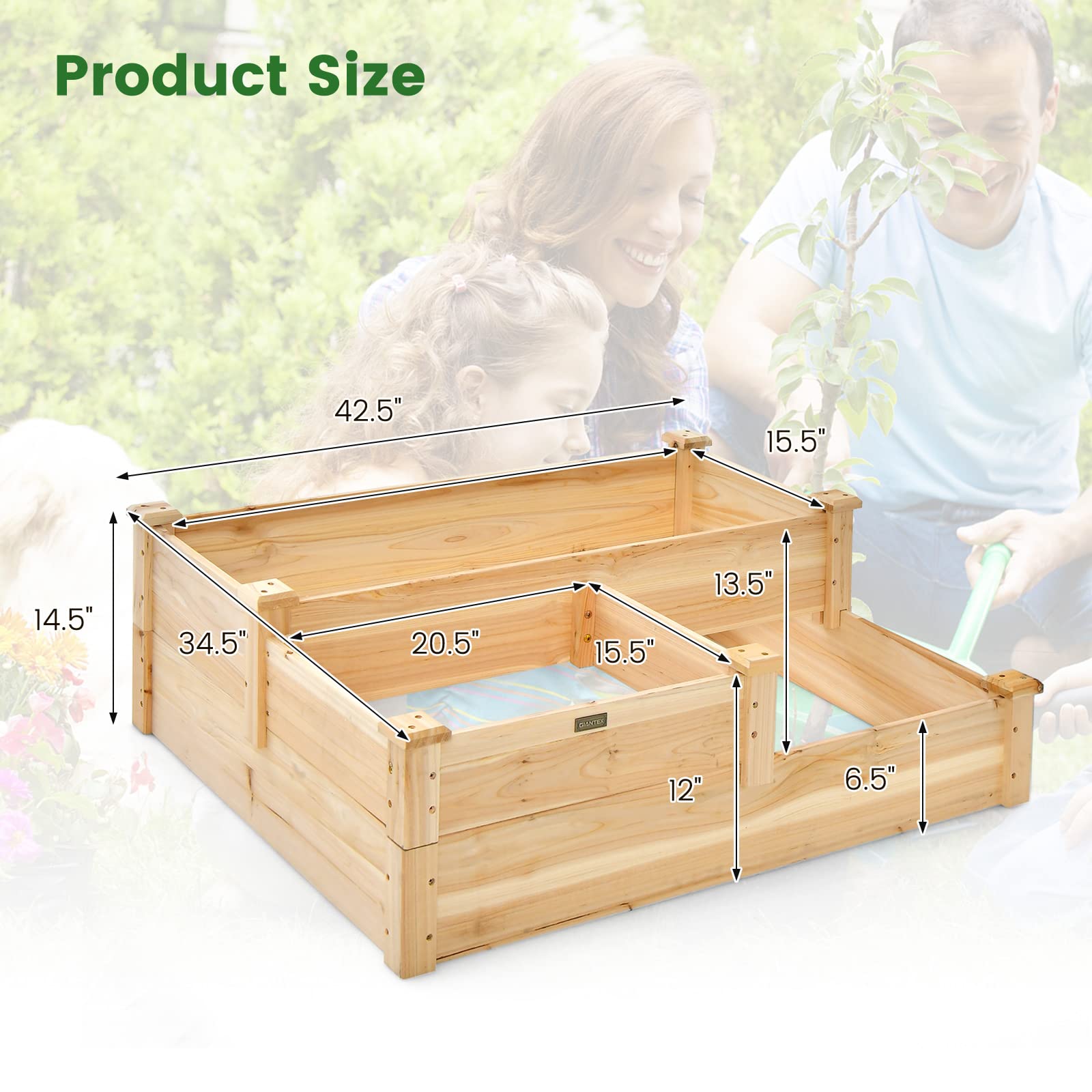 Giantex Raised Garden Bed, Wood Planter Box for Vegetables Flowers Fruit Herb, Easy Assembly (42.5" Lx34.5 Wx14.5 H) 