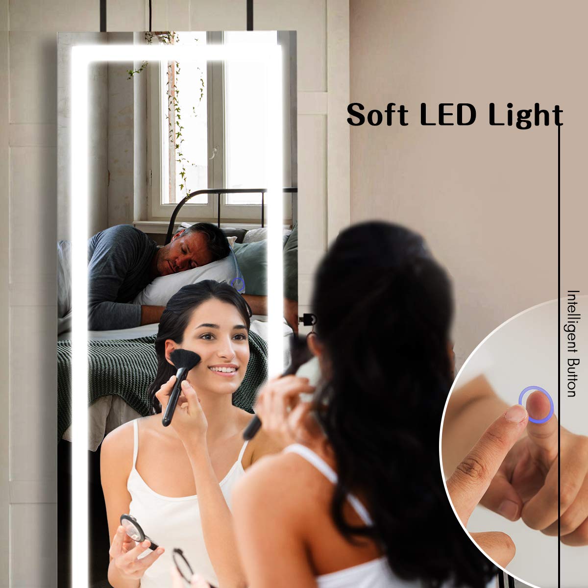 CHARMAID Jewelry Cabinet with LED Touch Screen Mirror 