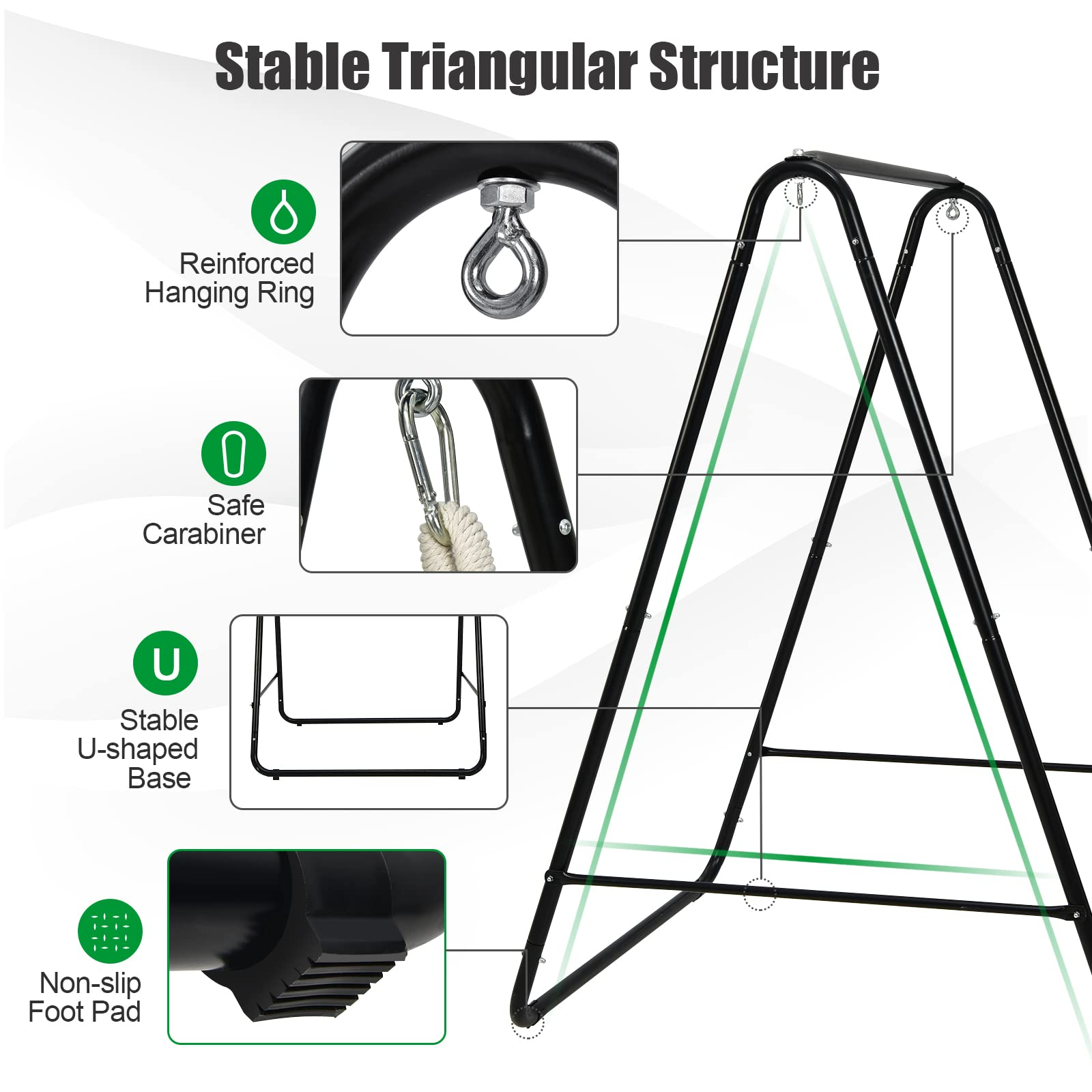 Heavy-Duty Powder-Coated Steel Stand with Hanging Swing Chair 