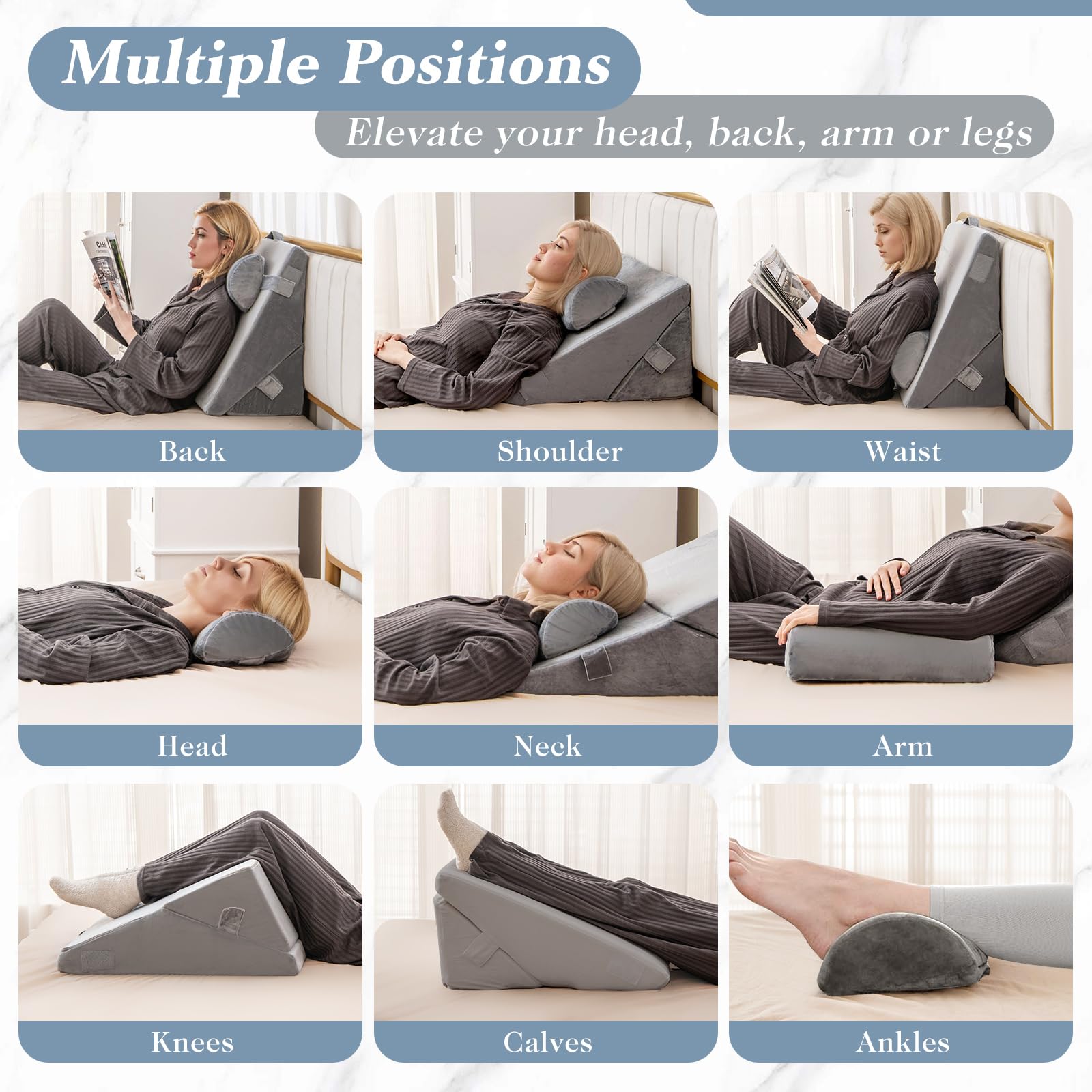 Giantex Bed Wedge Pillow for Sleeping, 12 Inch Adjustable Triangle Pillow with Air Memory Foam 