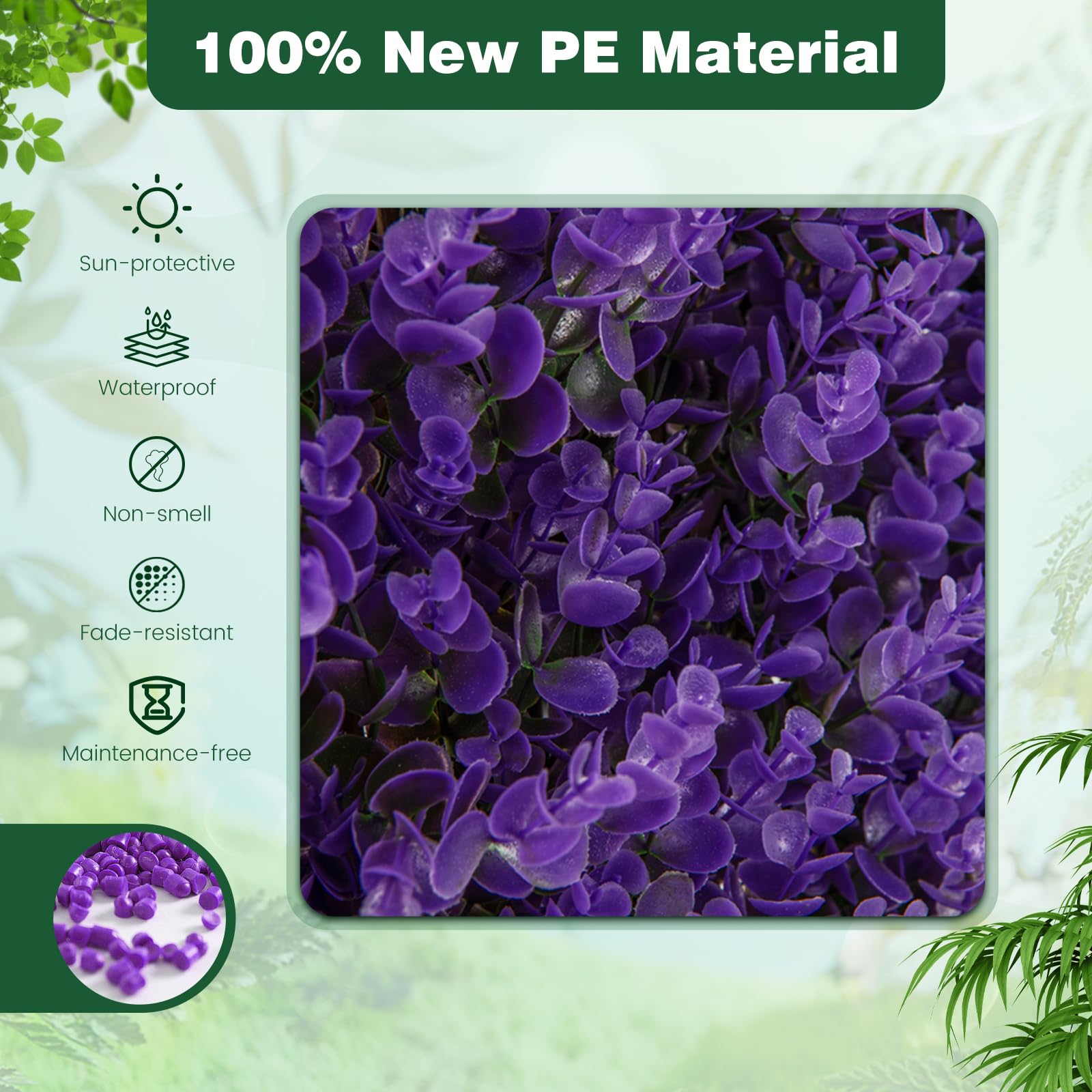 Giantex Expandable Fence Privacy Screen - Decorative Faux Purple Eucalyptus Fencing Panel for Balcony 