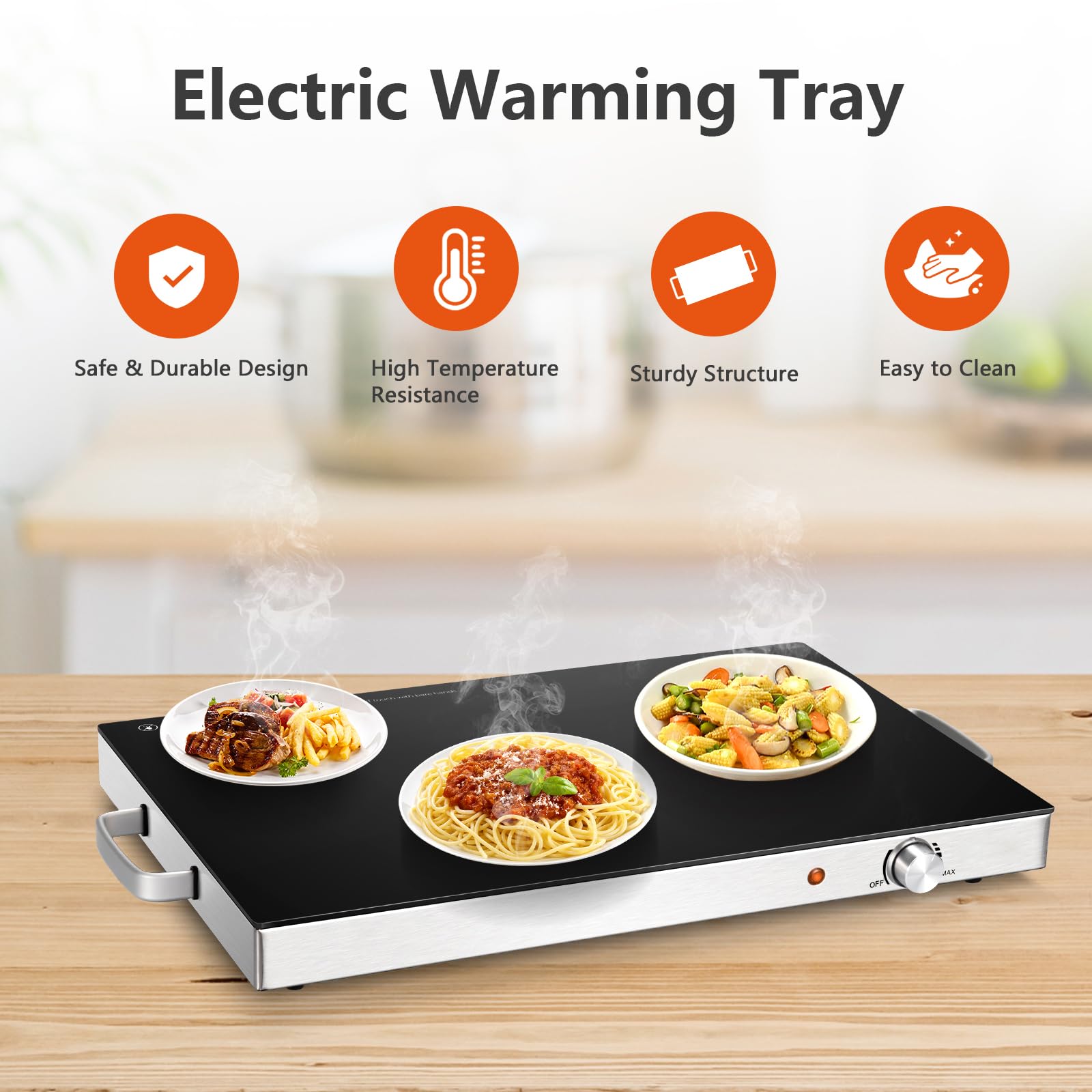 Giantex 2 Packs Electric Warming Tray, 22''x15'' Hot Plate with Adjustable Temperature Control 