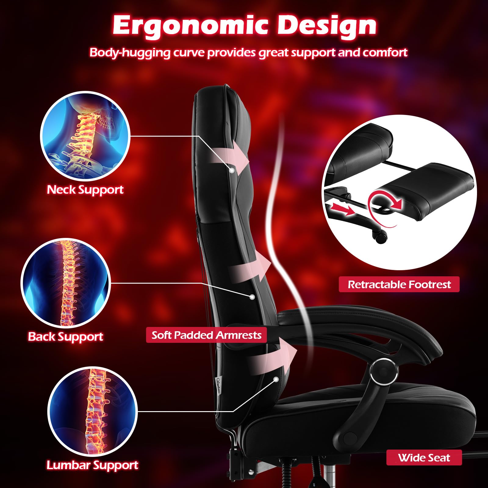 Giantex Gaming Chair with Footrest for Adults 