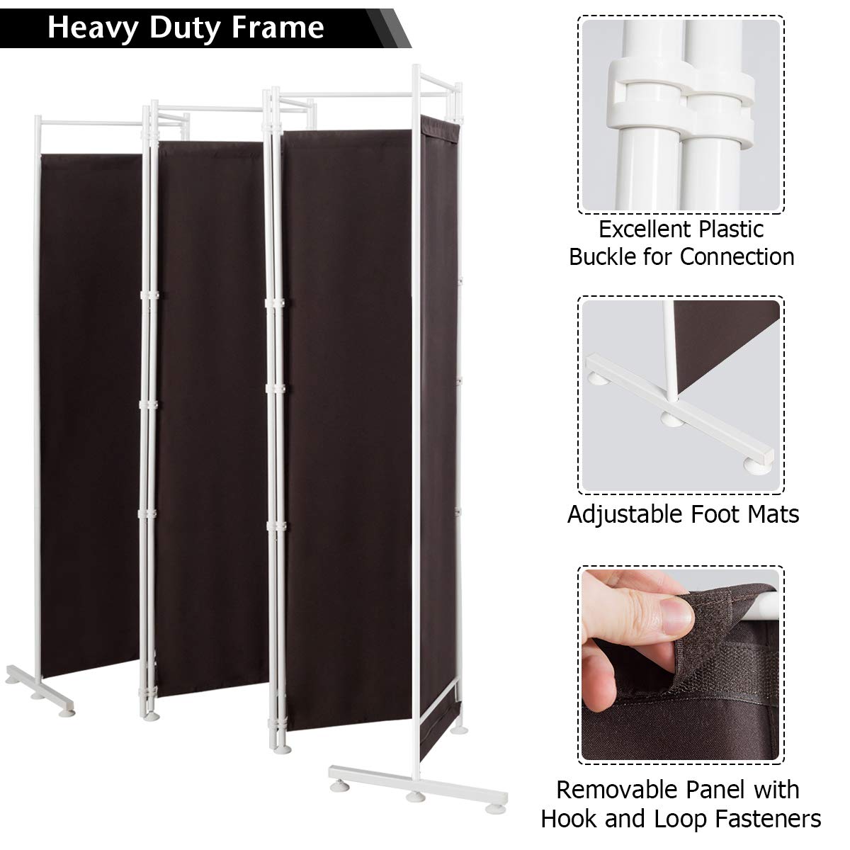 Giantex 6 Panel Room Divider, 6 Ft Folding Screen with Steel Support Base