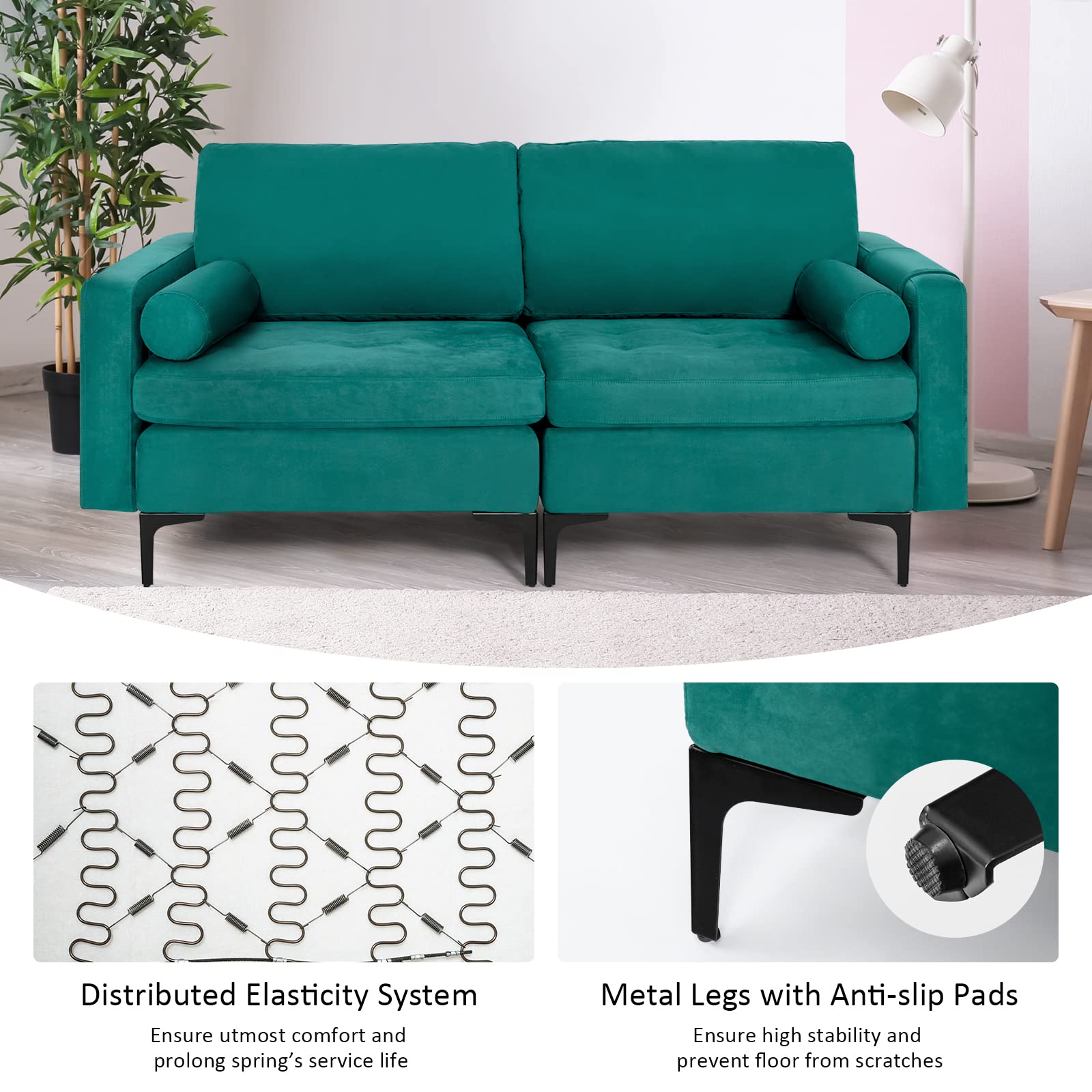 Giantex 68" Modern Loveseat, 2-Seater Sofa Couch 