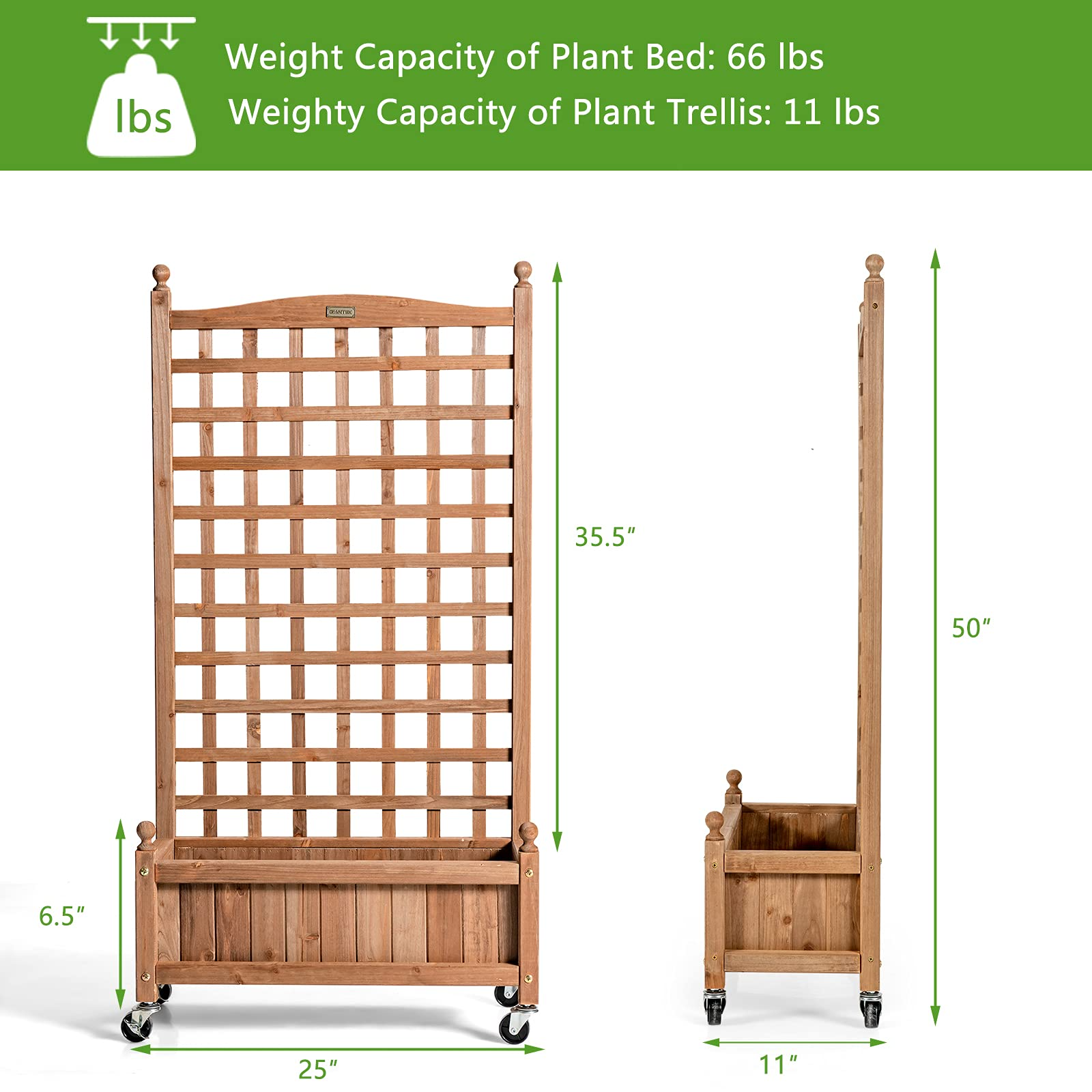 Flower Box for Plant Climbing (25'' x 11'' x 50'') 