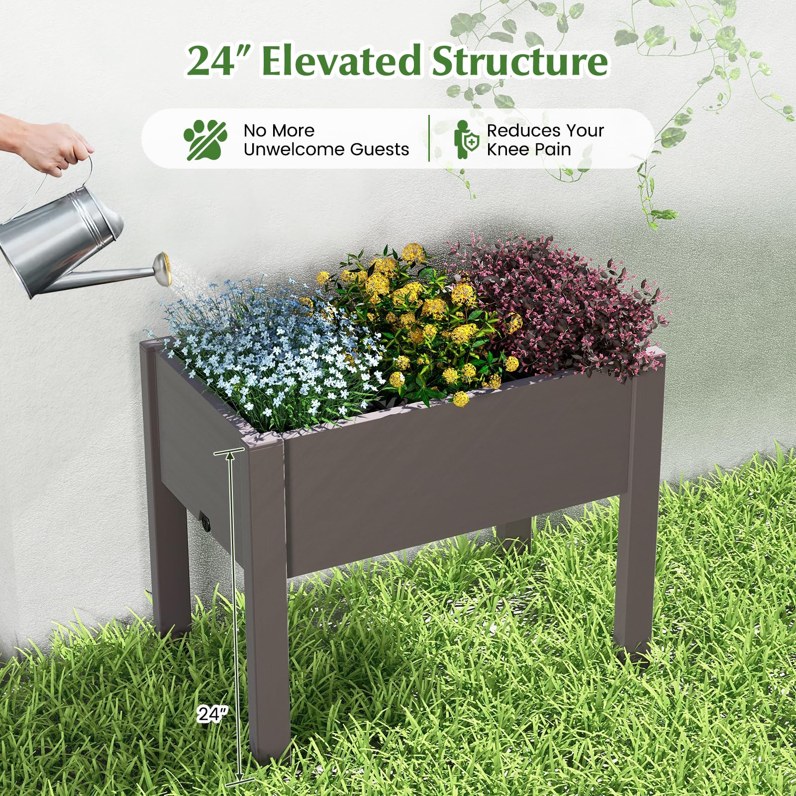 Giantex Raised Garden Bed with Legs, Self-Watering Planter Box with Water Level Indicator 