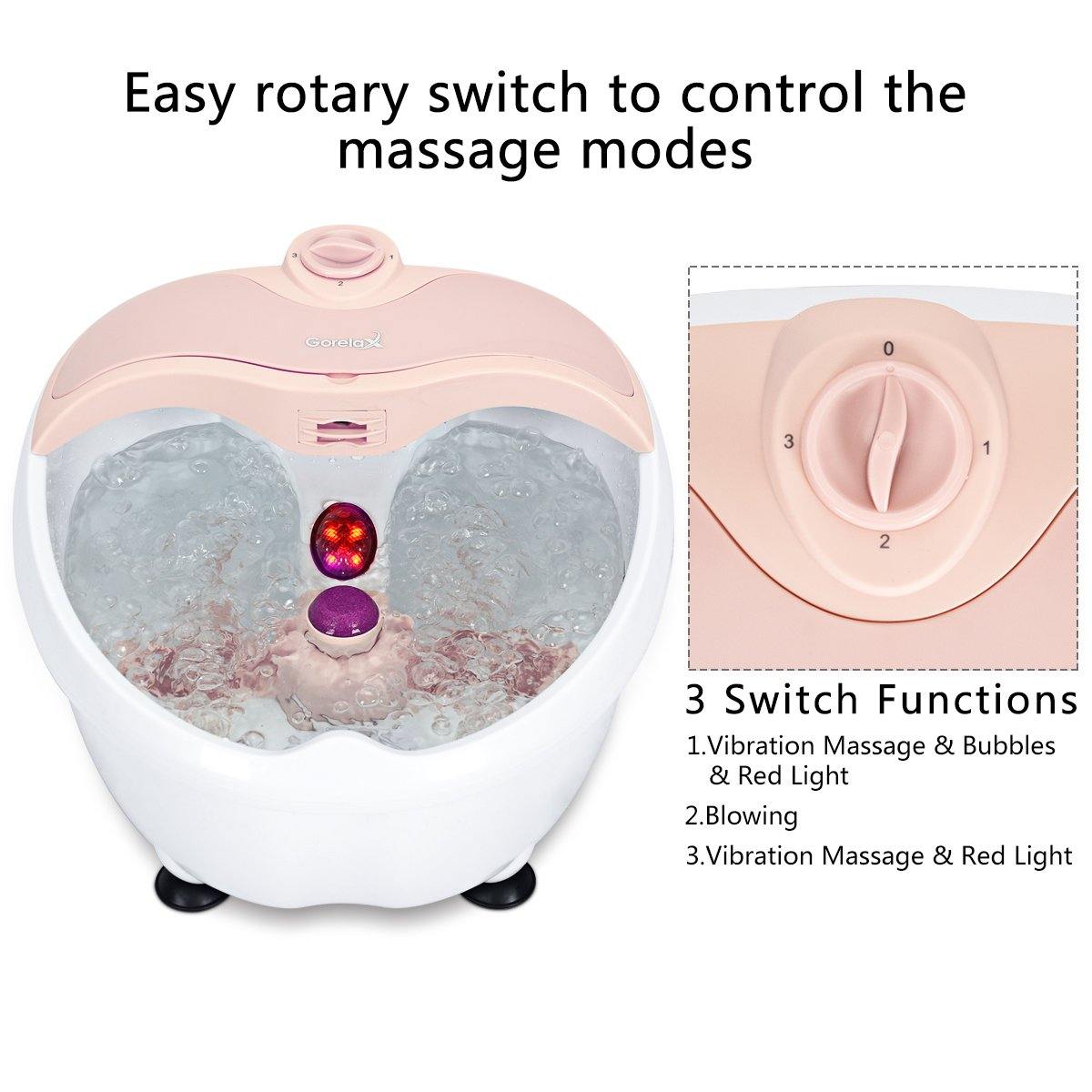 Giantex Foot Bath Massager Spa, Double-Layer Barrel Non-Cracking Foot Baths w/Callus Remover (Pink) 