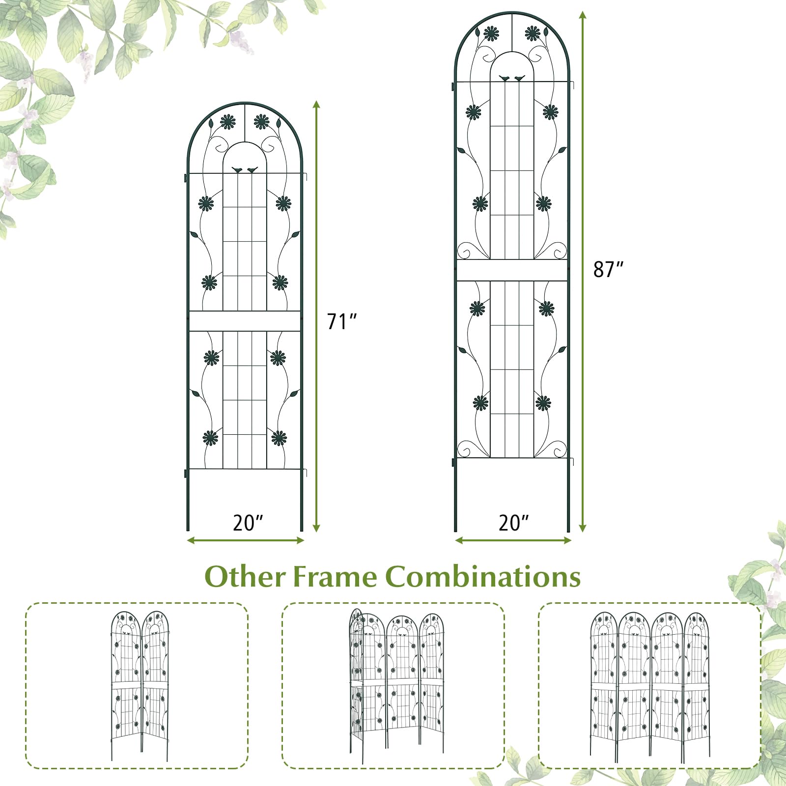 Giantex Garden Trellis, Tall Galvanized Steel Trellis for Climbing Plants 