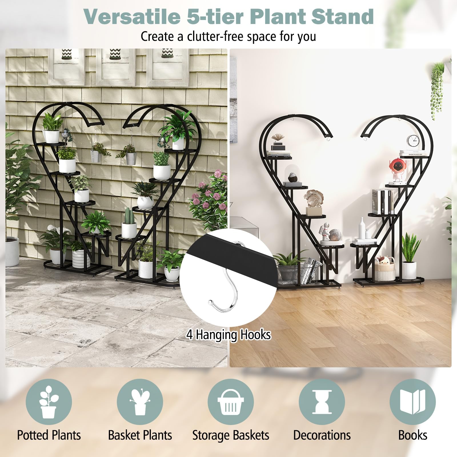 Giantex 5 Tier Metal Plant Stand Indoor 