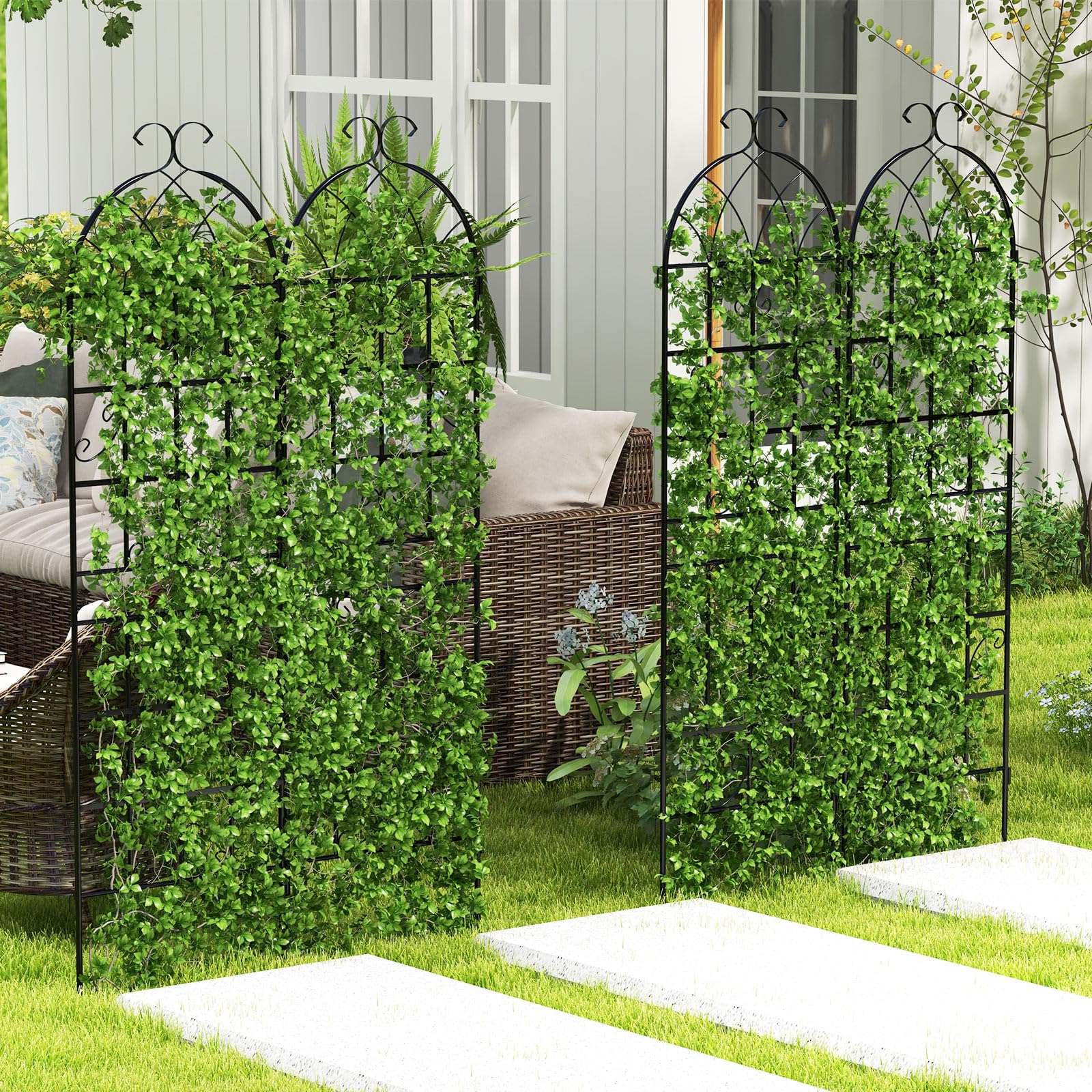 Giantex Trellis for Climbing Plants Outdoor, 6 FT Tall Galvanized Steel Garden Trellis 