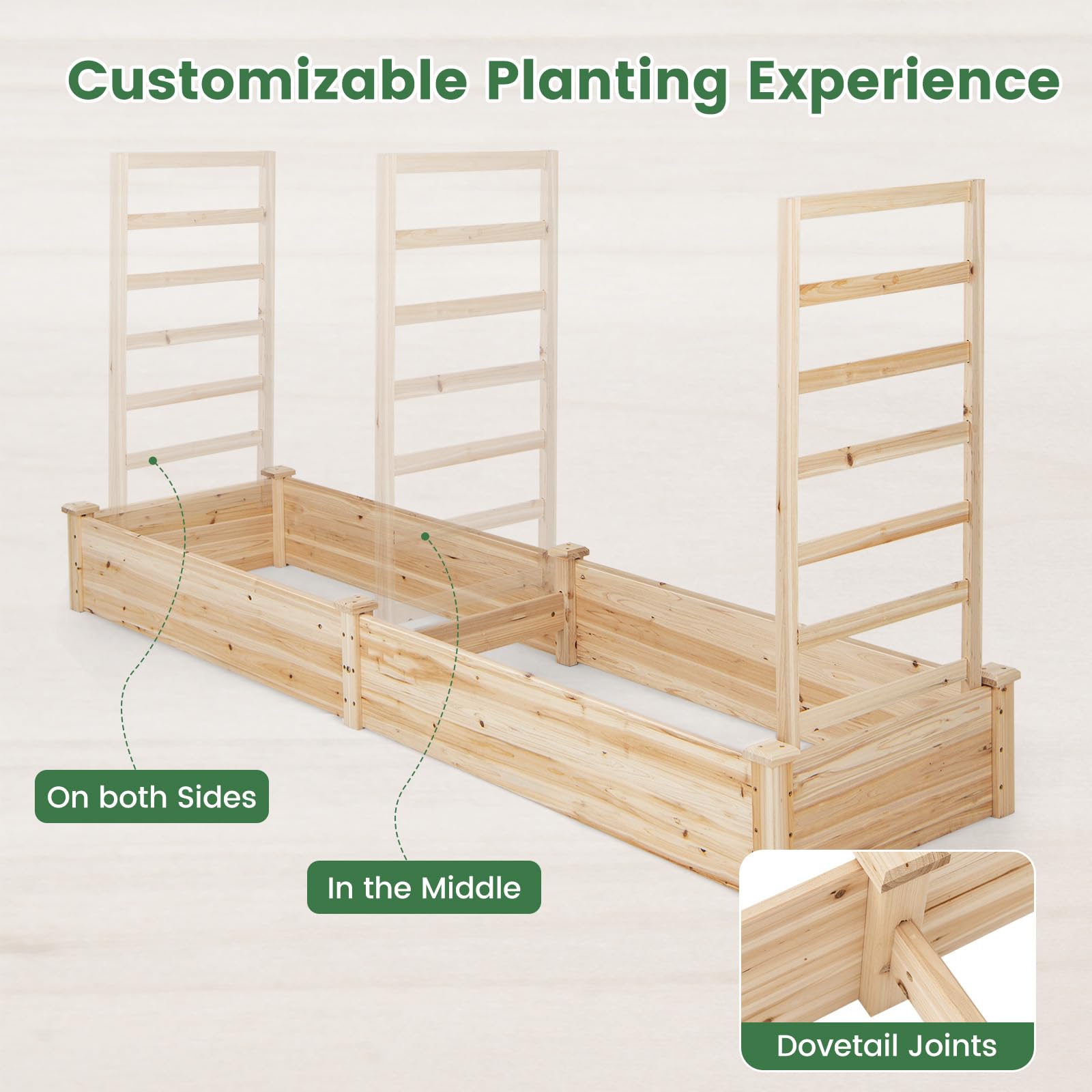 Giantex Raised Garden Bed with Trellis, 93" L x 25" W x 40" H 