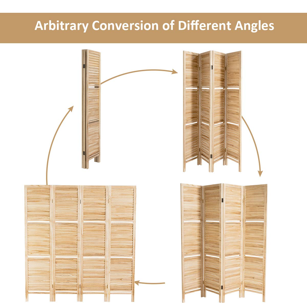 Giantex 4 Panel 5.6 Ft Tall Wood Room Divider 