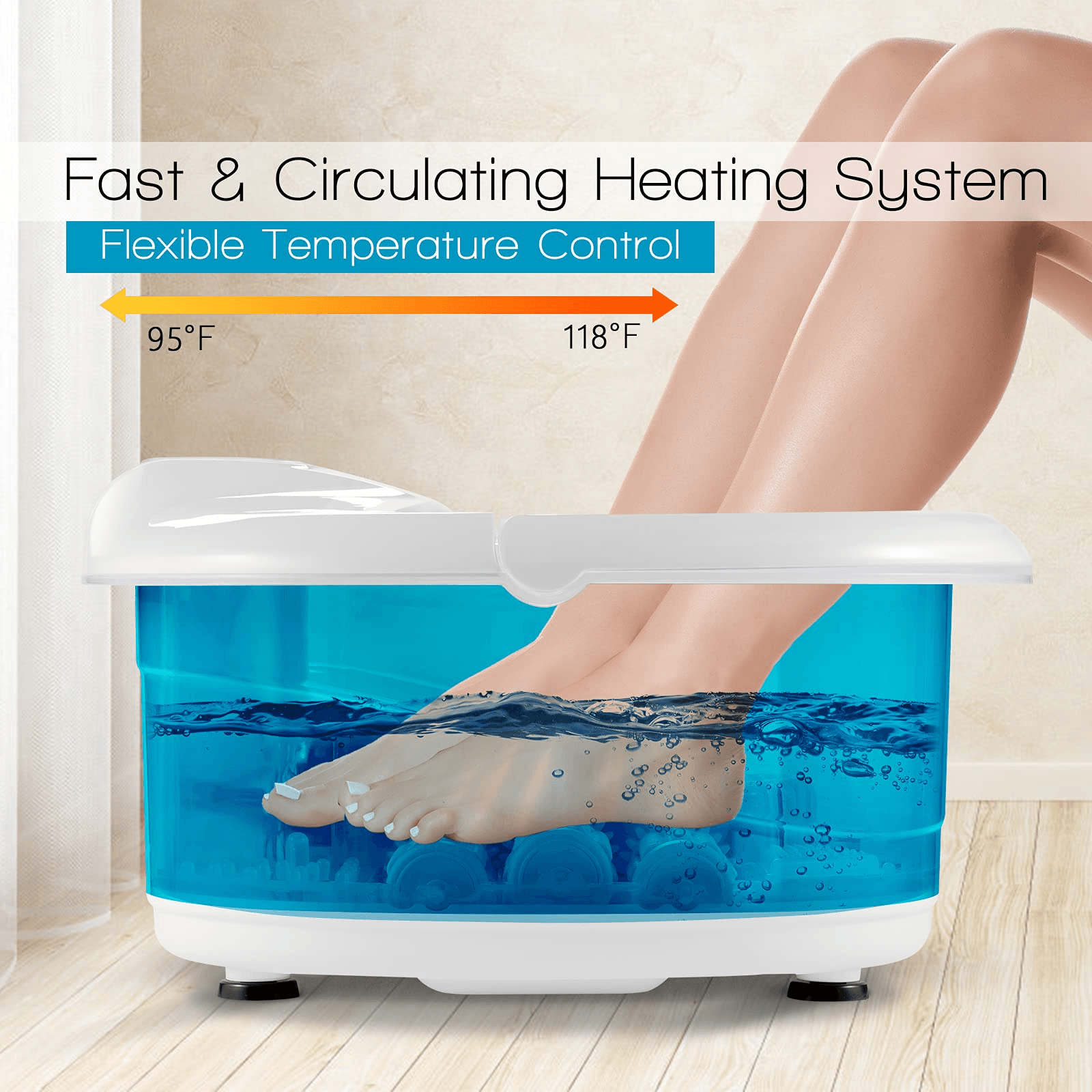 Giantex Foot Spa Bath Massager with Heat Bubbles, 6 Motorized Massage Rollers 