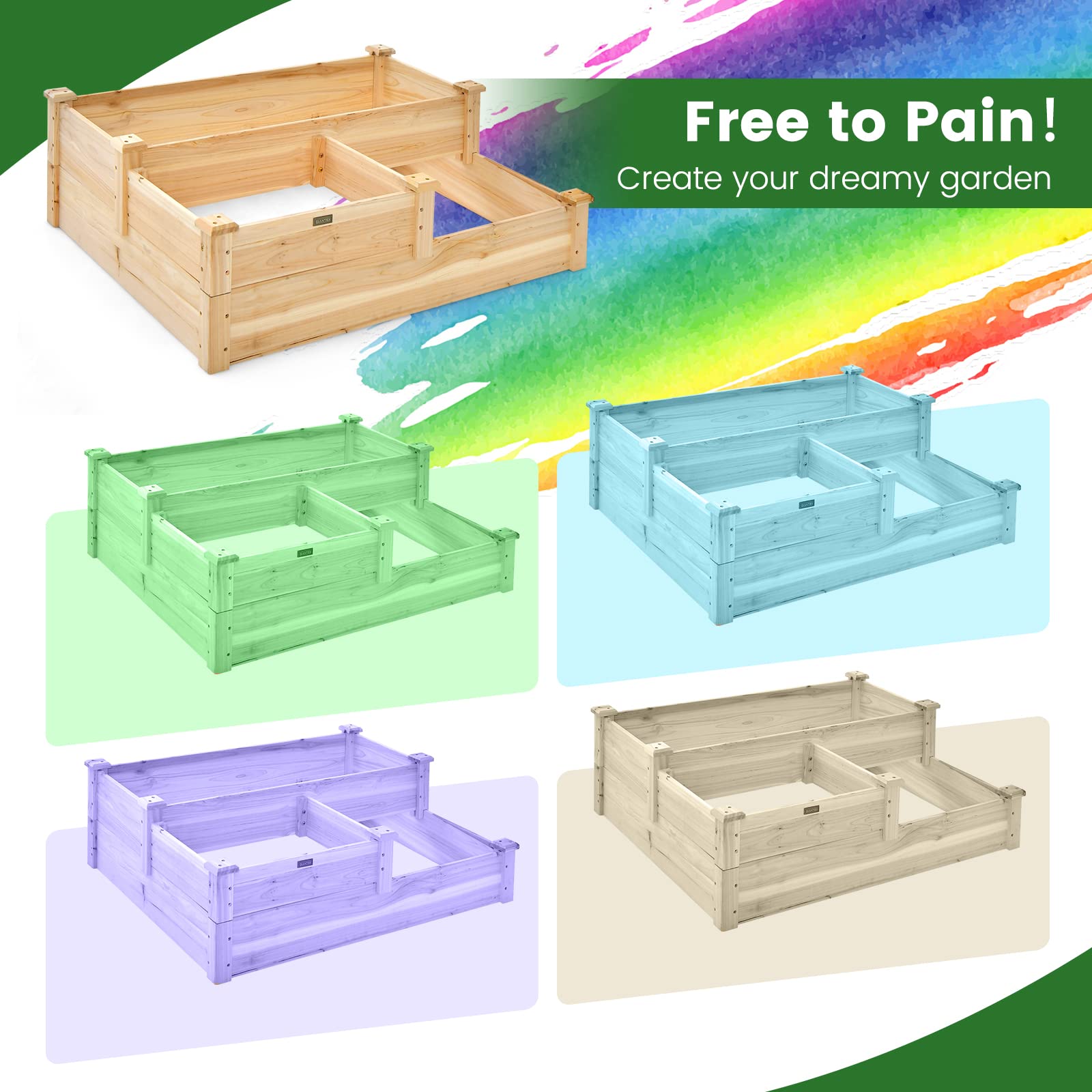 Giantex Raised Garden Bed, Wood Planter Box for Vegetables Flowers Fruit Herb, Easy Assembly (42.5" Lx34.5 Wx14.5 H) 