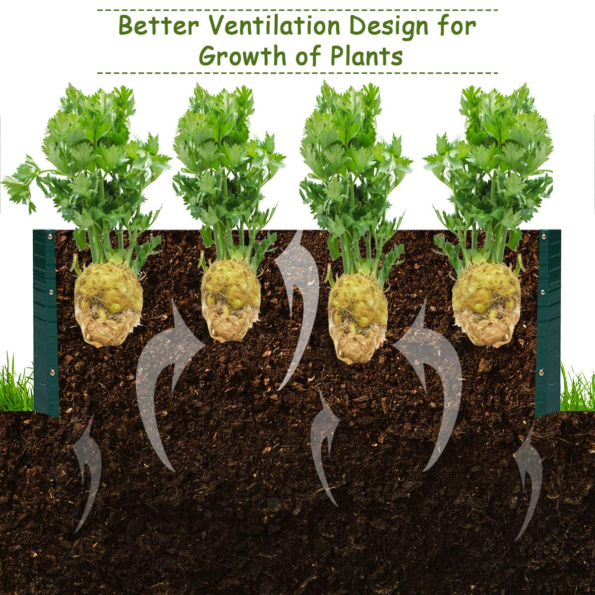 Dark Green Patio Raised Garden Bed (40" L x 32" W x 12" H) 