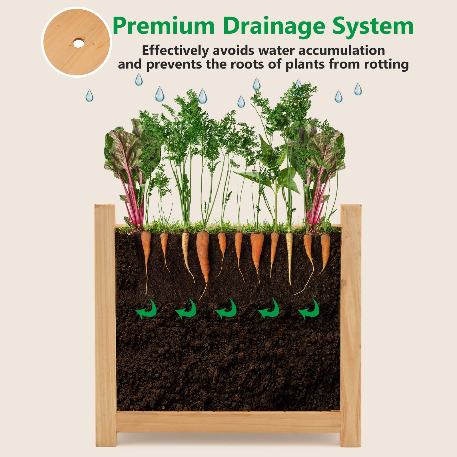 Giantex 15” Planter Raised Garden Bed - Wooden Planting Box, Outdoor Folding Square Planter 