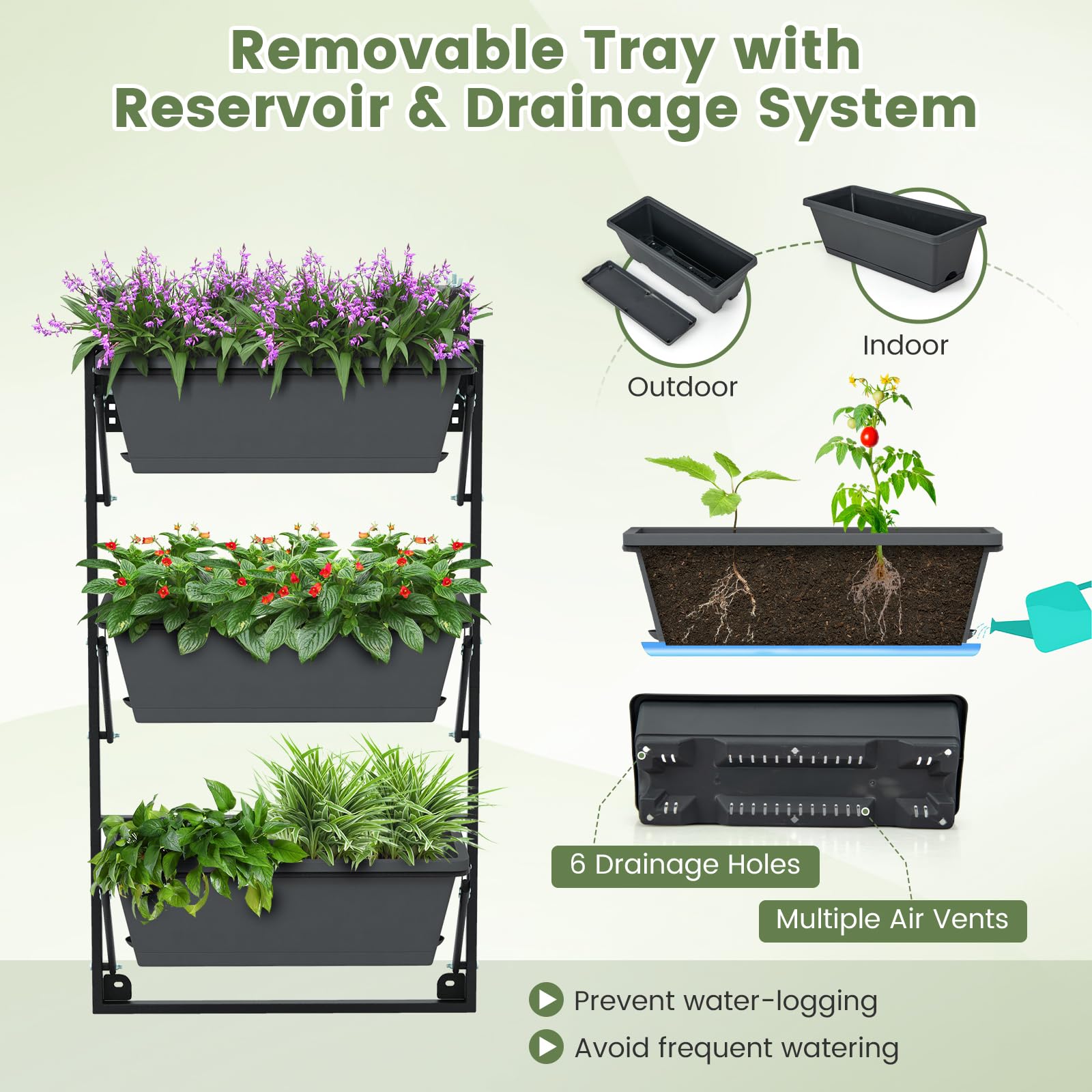 Giantex Vertical Raised Garden Bed, Hanging & Wall-Mounted Planter Garden Boxes 