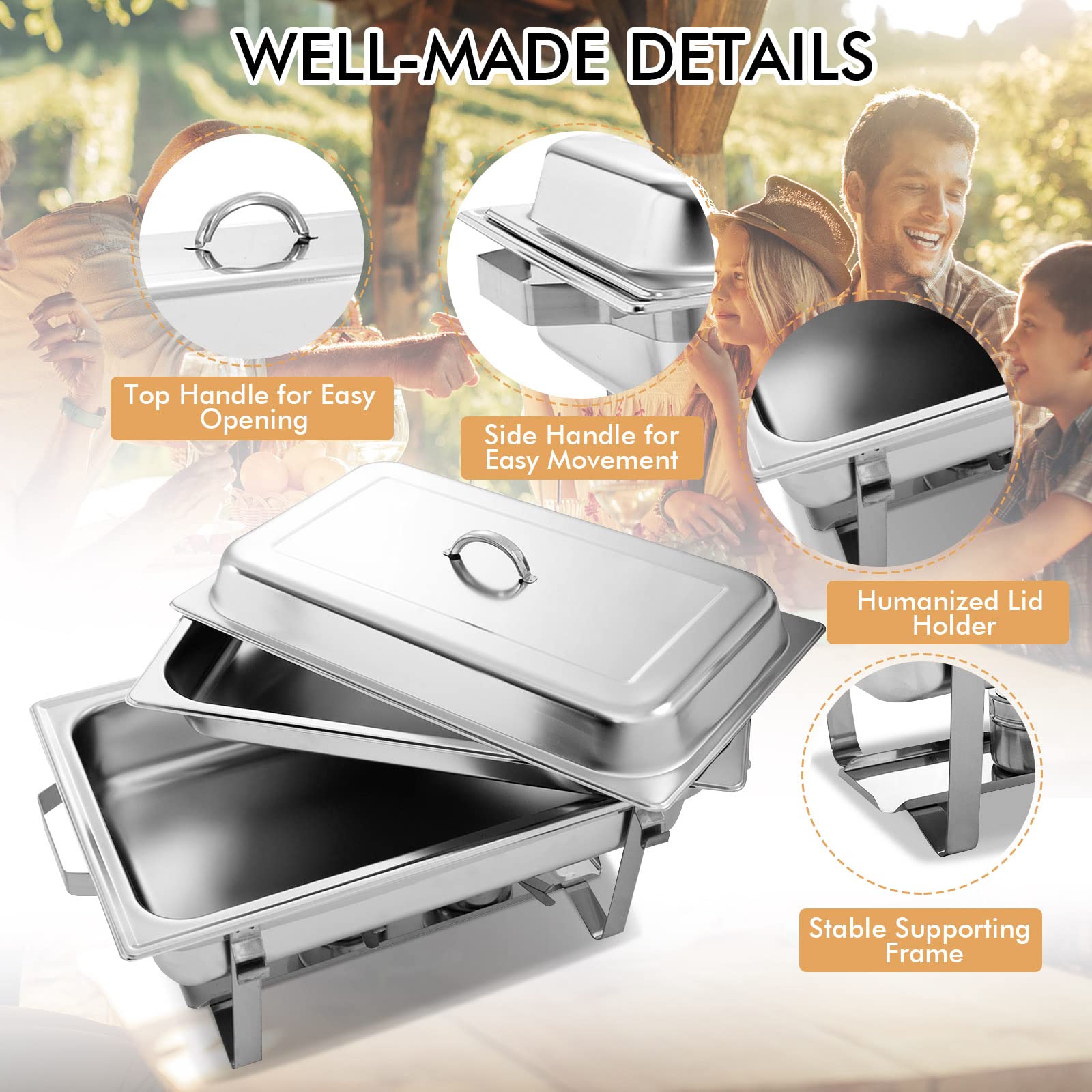 Giantex 2 Packs Chafing Dish 9 Quart Chafter Dishes Stainless Steel 