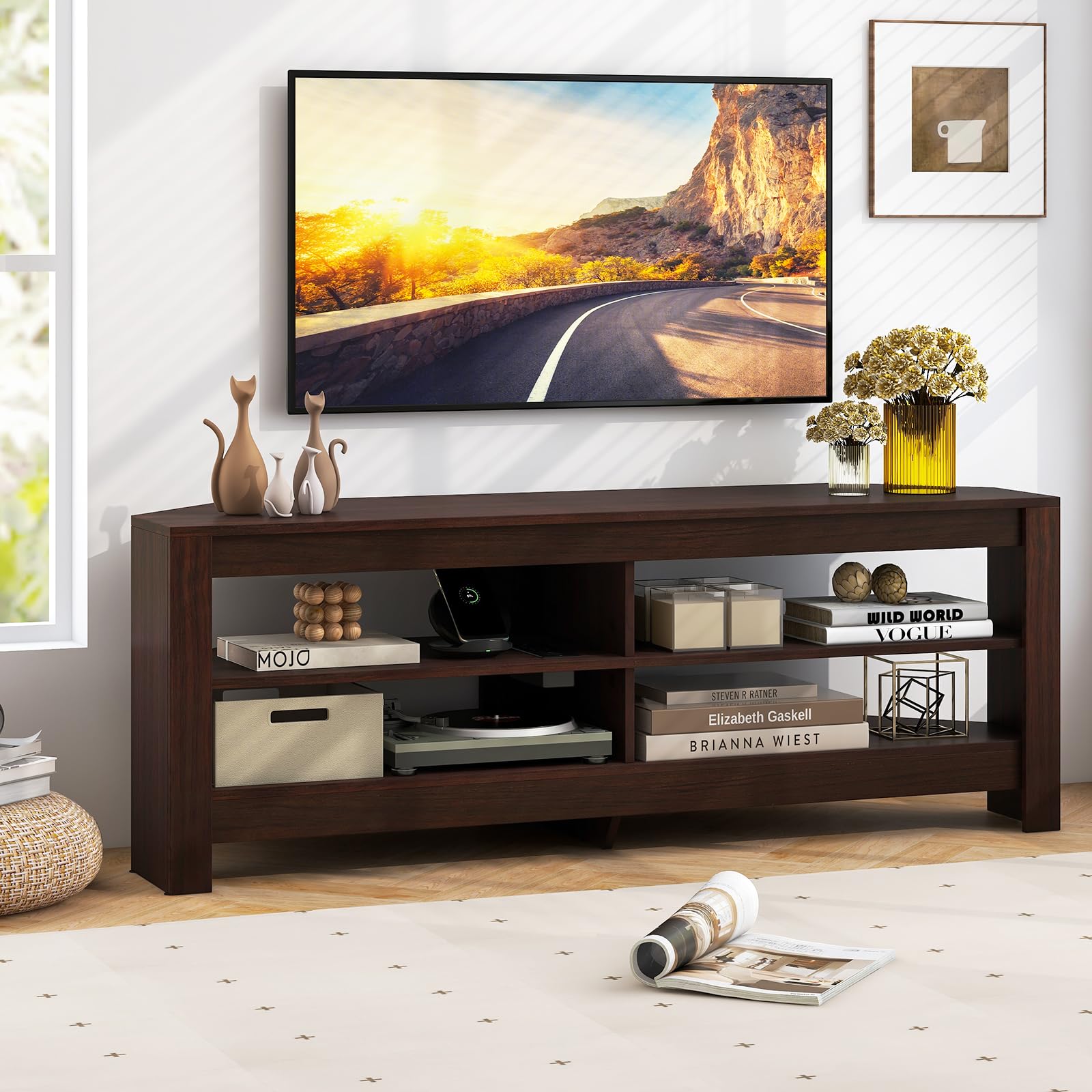 Giantex Corner TV Stand with Power Outlet, 3-Tier Entertainment Center 