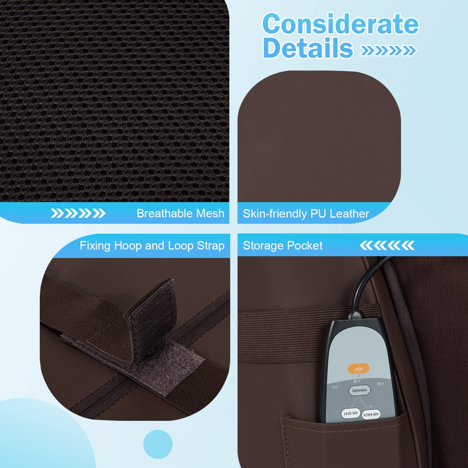 Massage Chair Cushion with Heat, Kneading & Rolling 