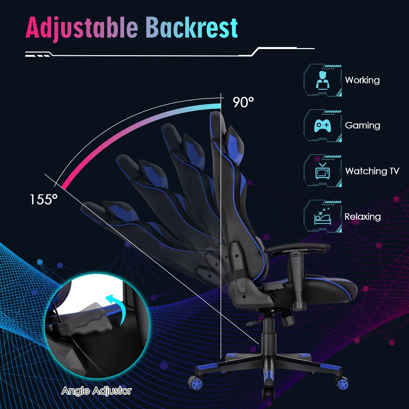 Giantex Gaming Chair with RGB LED Lights, Ergonomic Video Game Chair