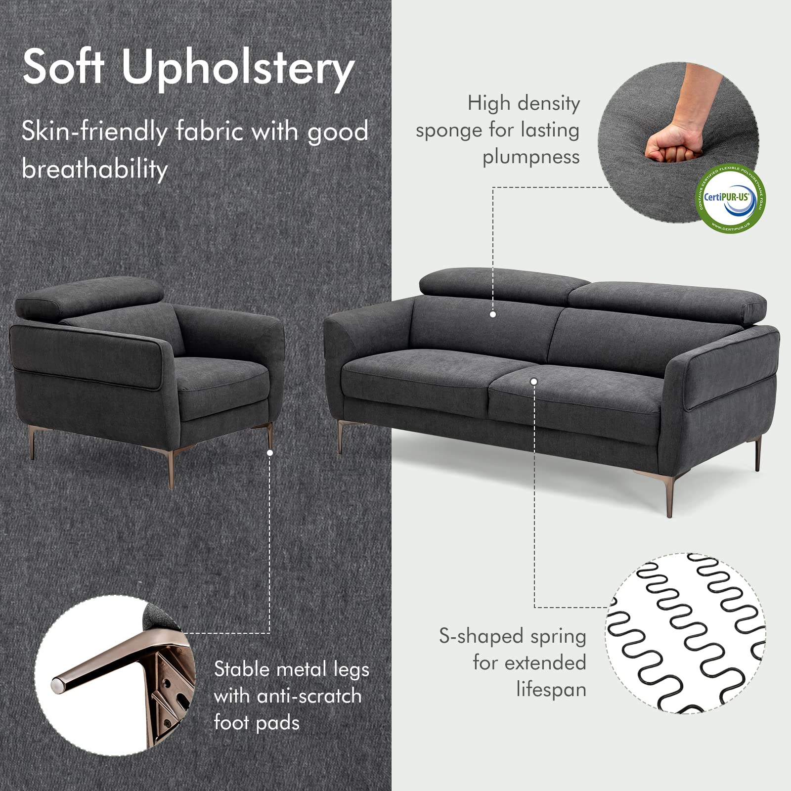 Giantex Sofa Couch and Accent Chairs Set 
