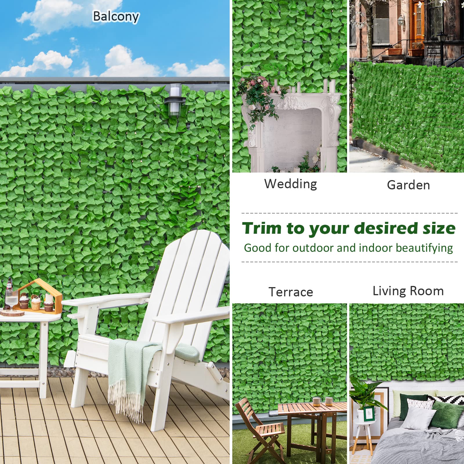 Giantex 118" x 39.4" Artificial Hedges Fence Faux Ivy Vine Greenery Wall 