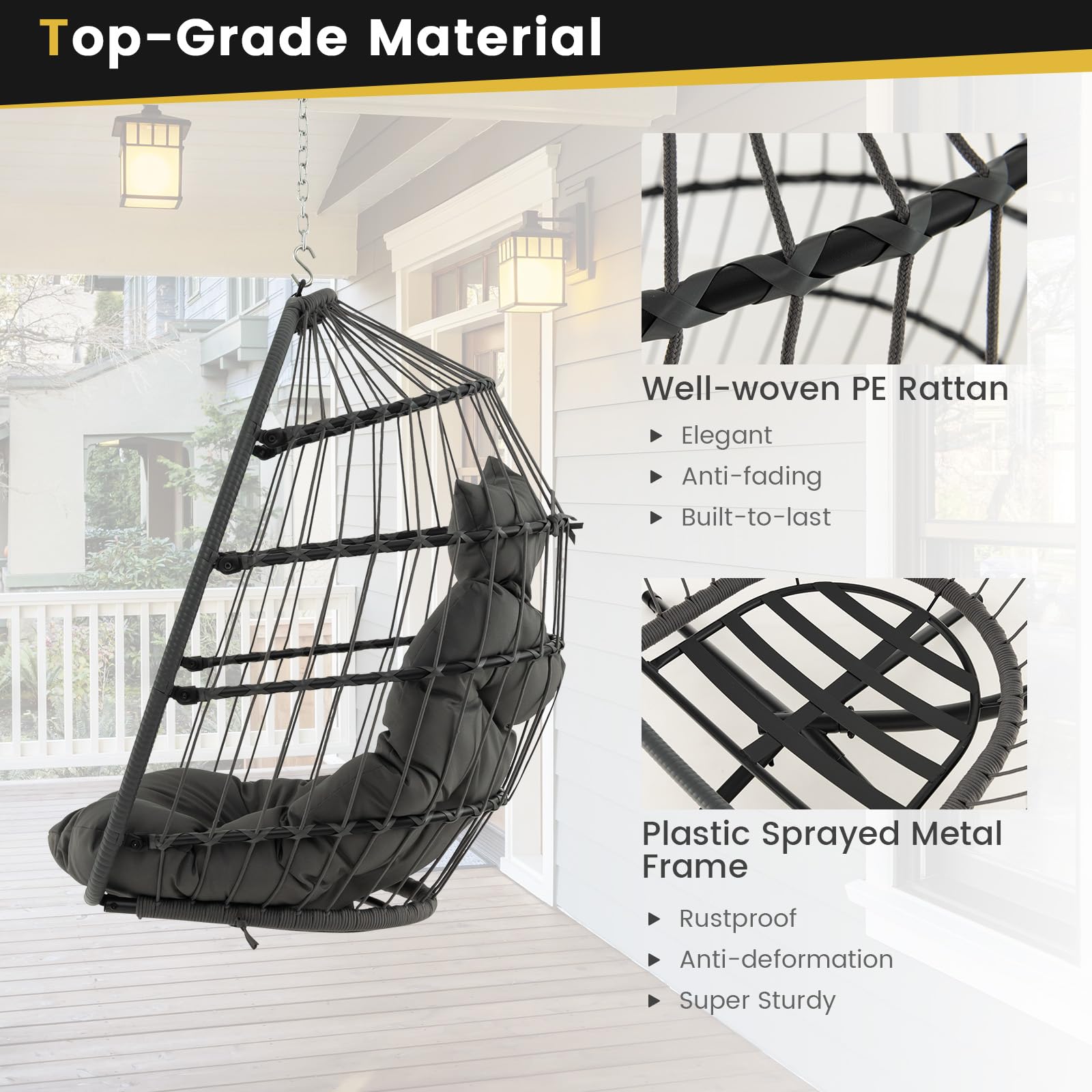 Giantex Foldable Hanging Egg Chair - Egg Swing Hammock Chair 
