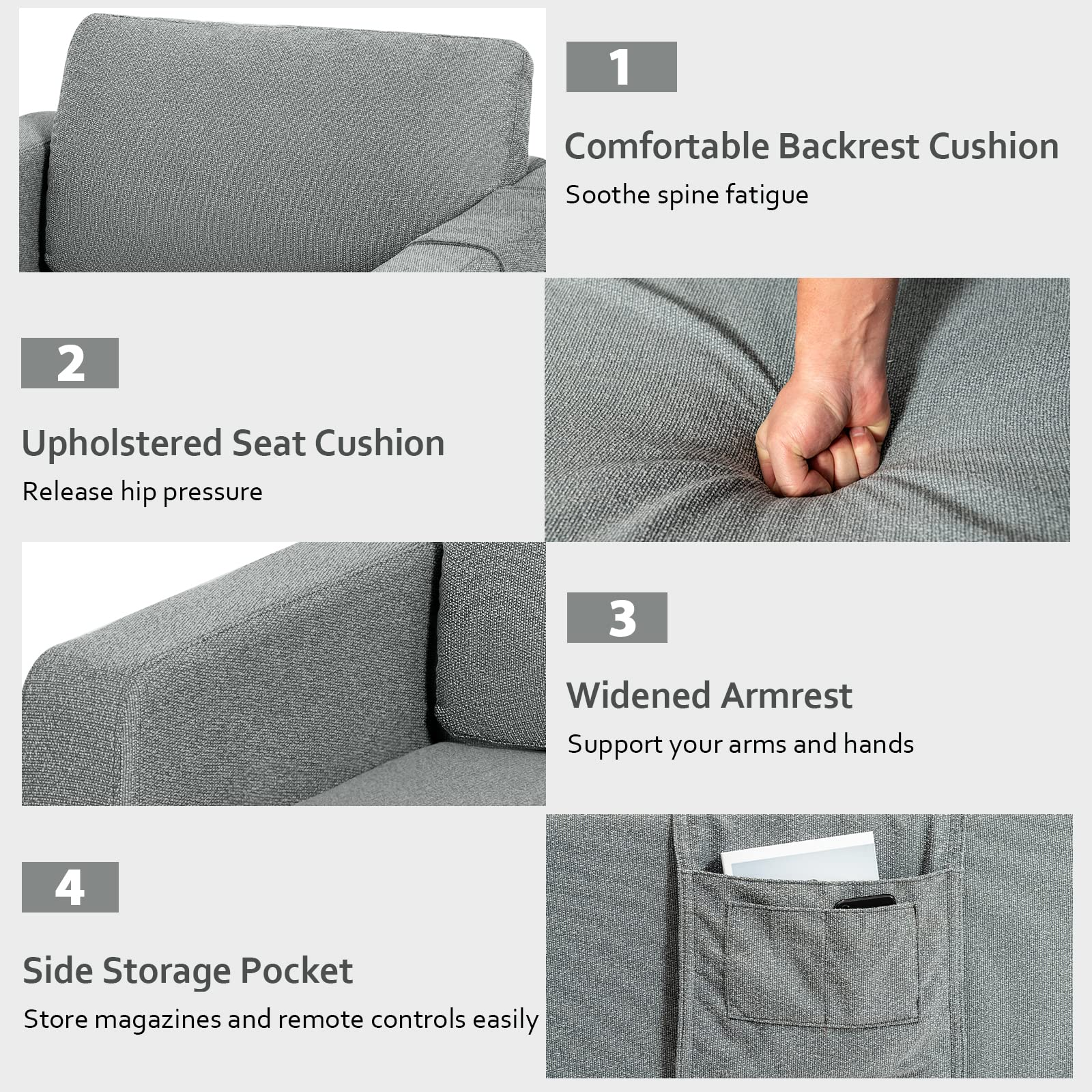 Giantex Modern Accent Chair w/Comfy Thick Cushion, Magazine Pockets 