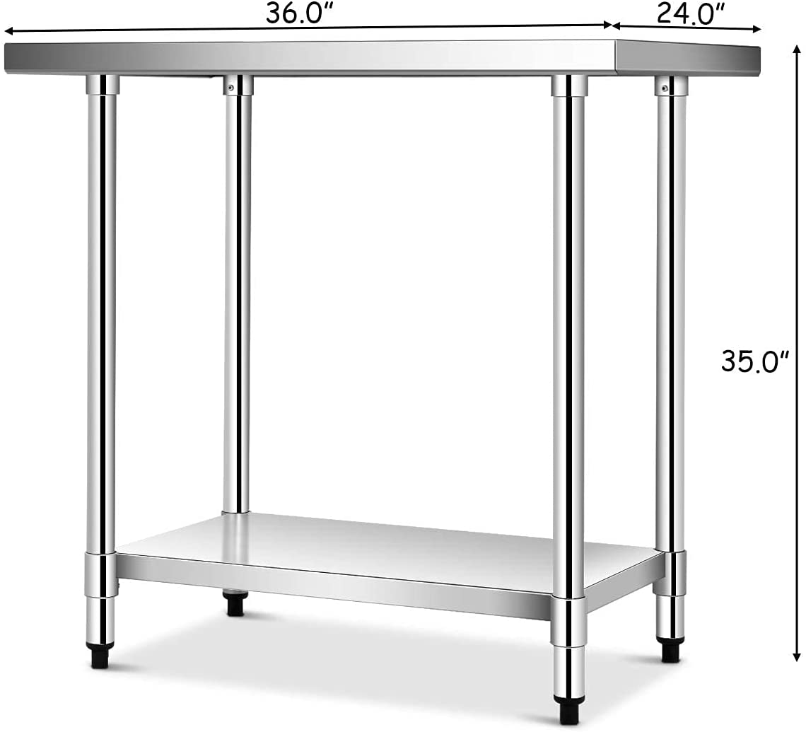 Giantex Stainless Steel Work Table with Shelf Commercial Kitchen Food Prep Table 