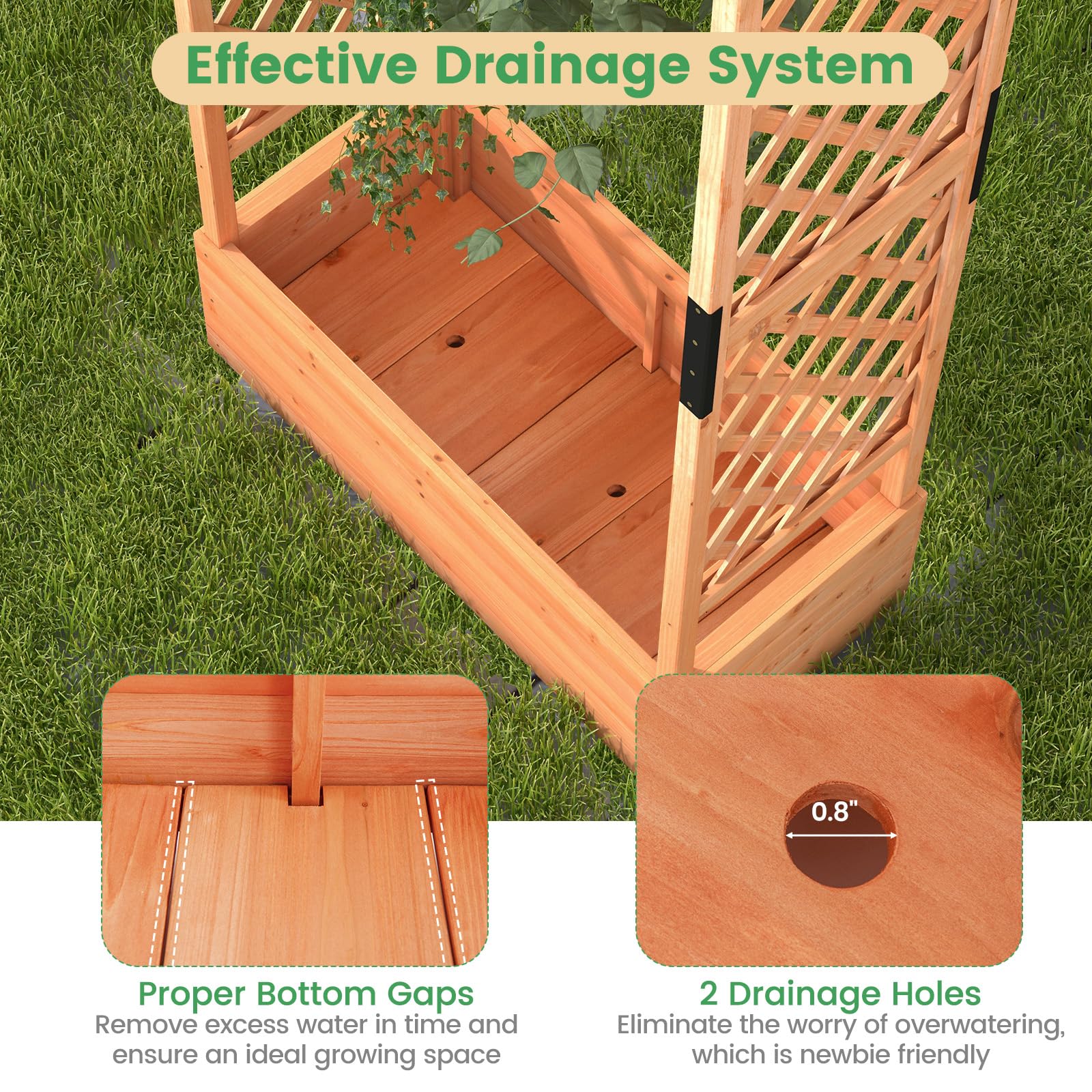 Giantex Raised Garden Bed with 2-Sided Trellis & Hanging Roof 