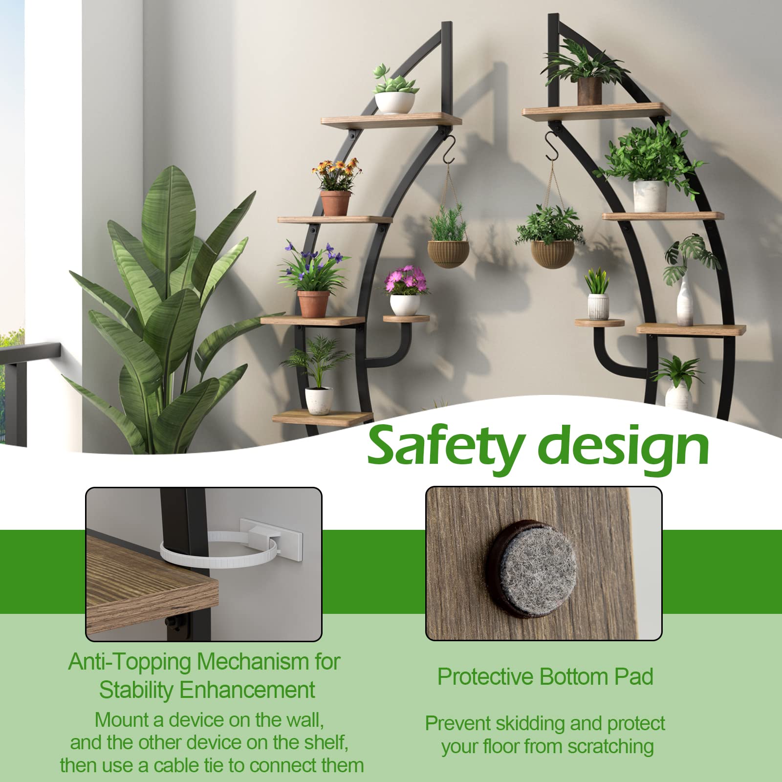 Giantex 6 Tier Metal Plant Stand Indoor, 61" Half Moon Plant Shelf 
