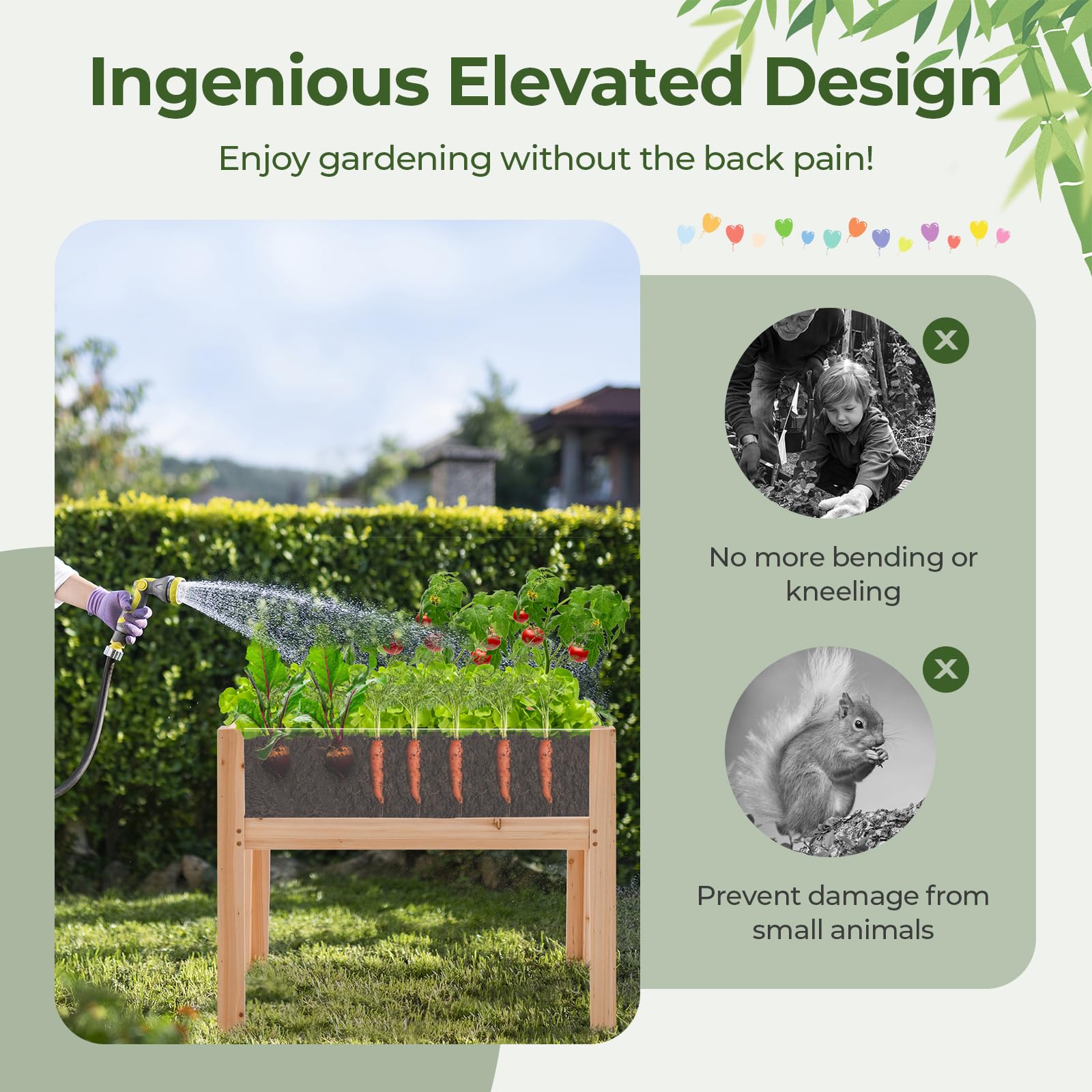 Giantex 30”x18”x24” Raised Garden Bed Elevated Wood Planter Box with Legs 