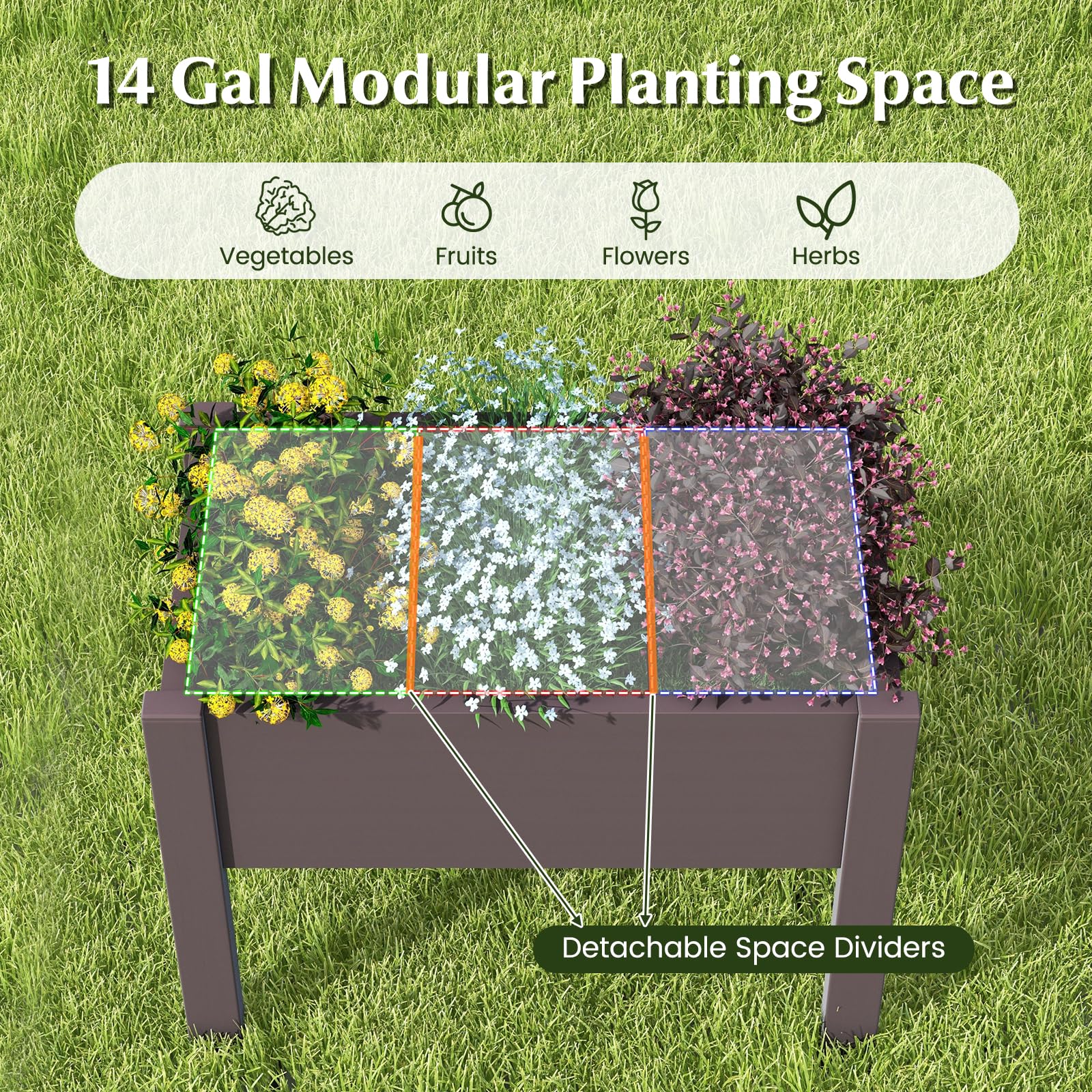 Giantex Raised Garden Bed with Legs, Self-Watering Planter Box with Water Level Indicator 