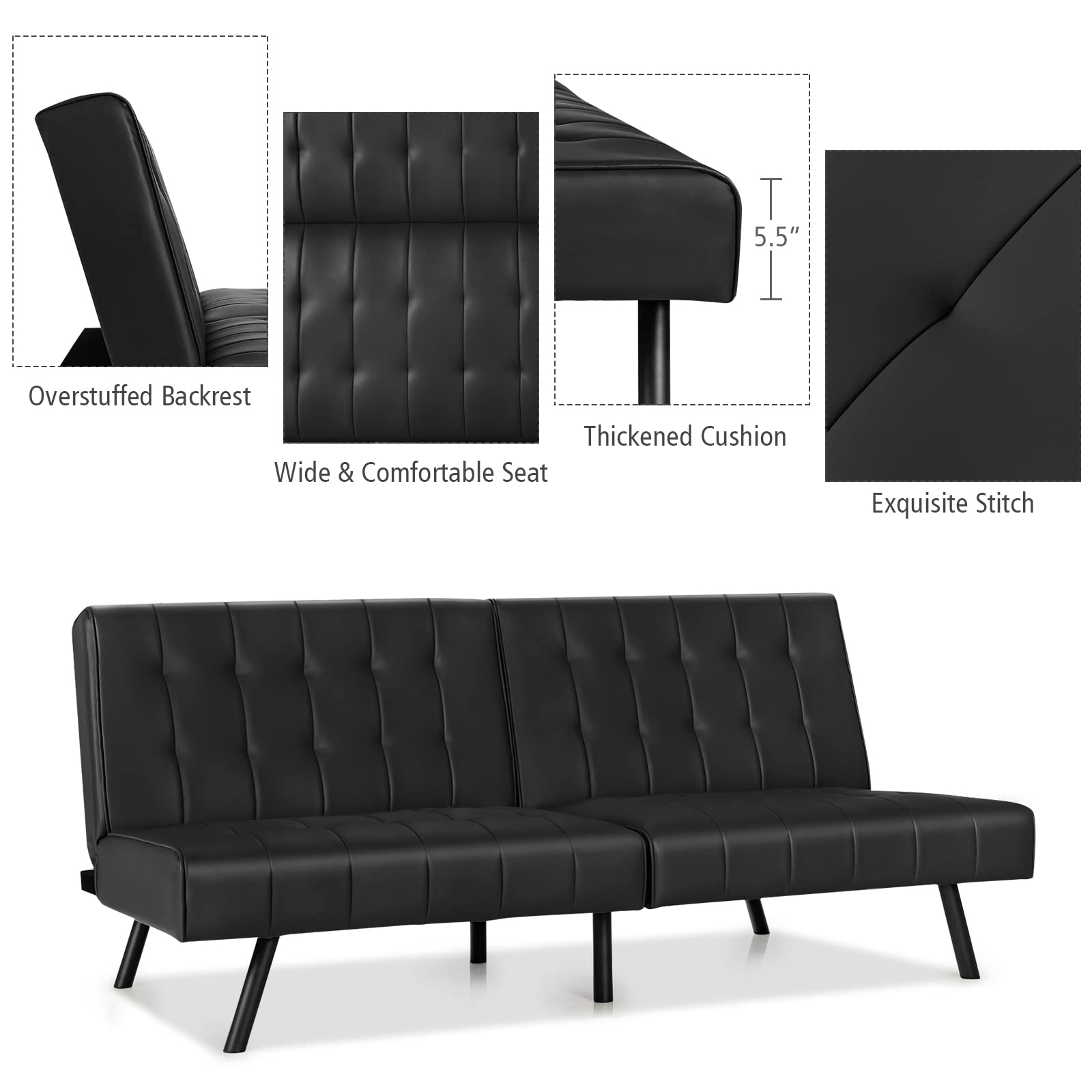 Giantex Convertible Sofa Bed, Futon Sleeper Couch 