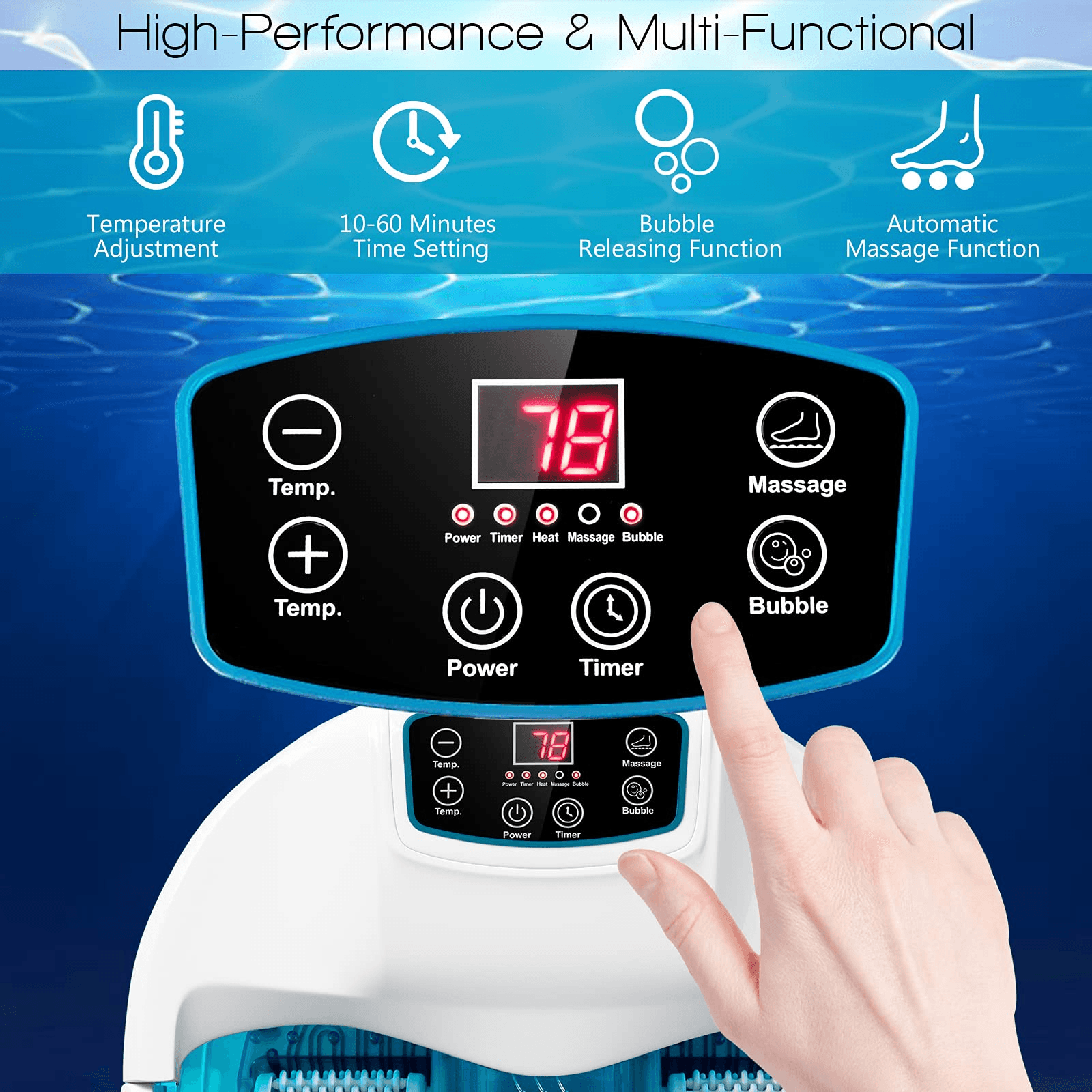 Giantex Foot Spa Bath Massager with Heat Bubbles, 6 Motorized Massage Rollers 