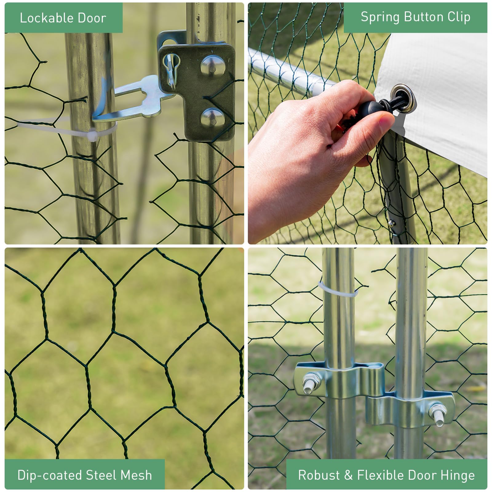 Giantex Metal Chicken Coop, Galvanized Walk-in Chicken Run with Waterproof PE Cover, Dome 